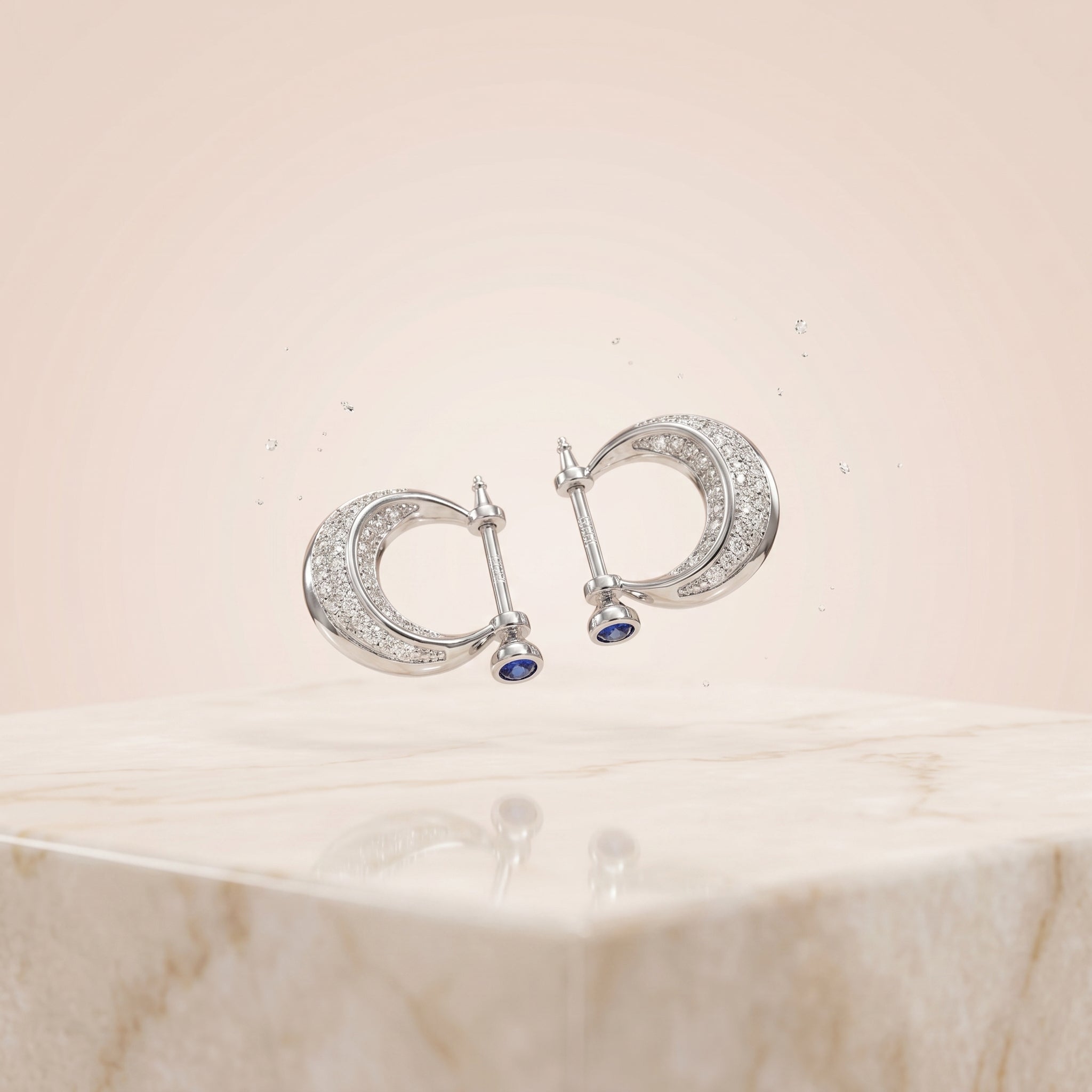 Diamond Hoop Earrings with Blue Stone for Women | Elegant Daily Wear Earrings | 925 Sterling Silver