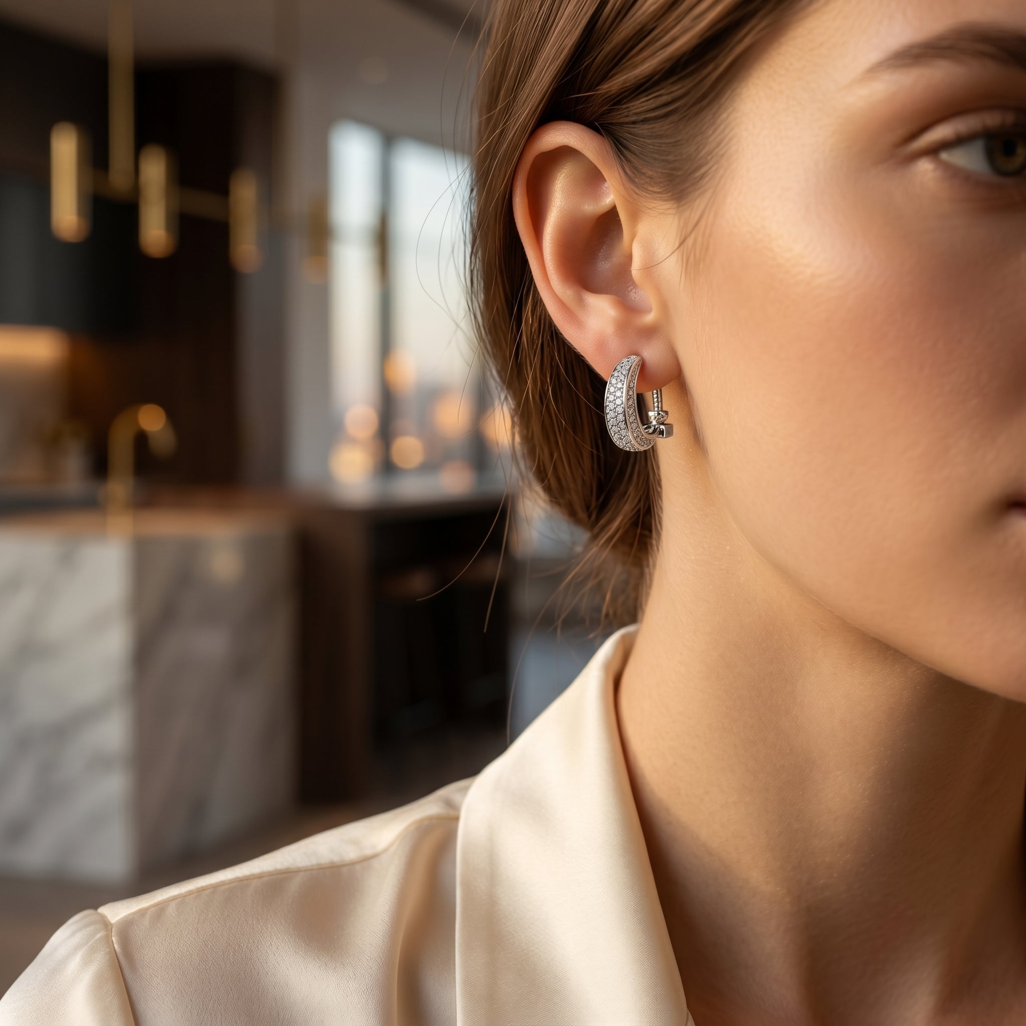 Elegant Diamond Hoop Earrings for Women | Premium Daily Wear Earrings | 925 Sterling Silver