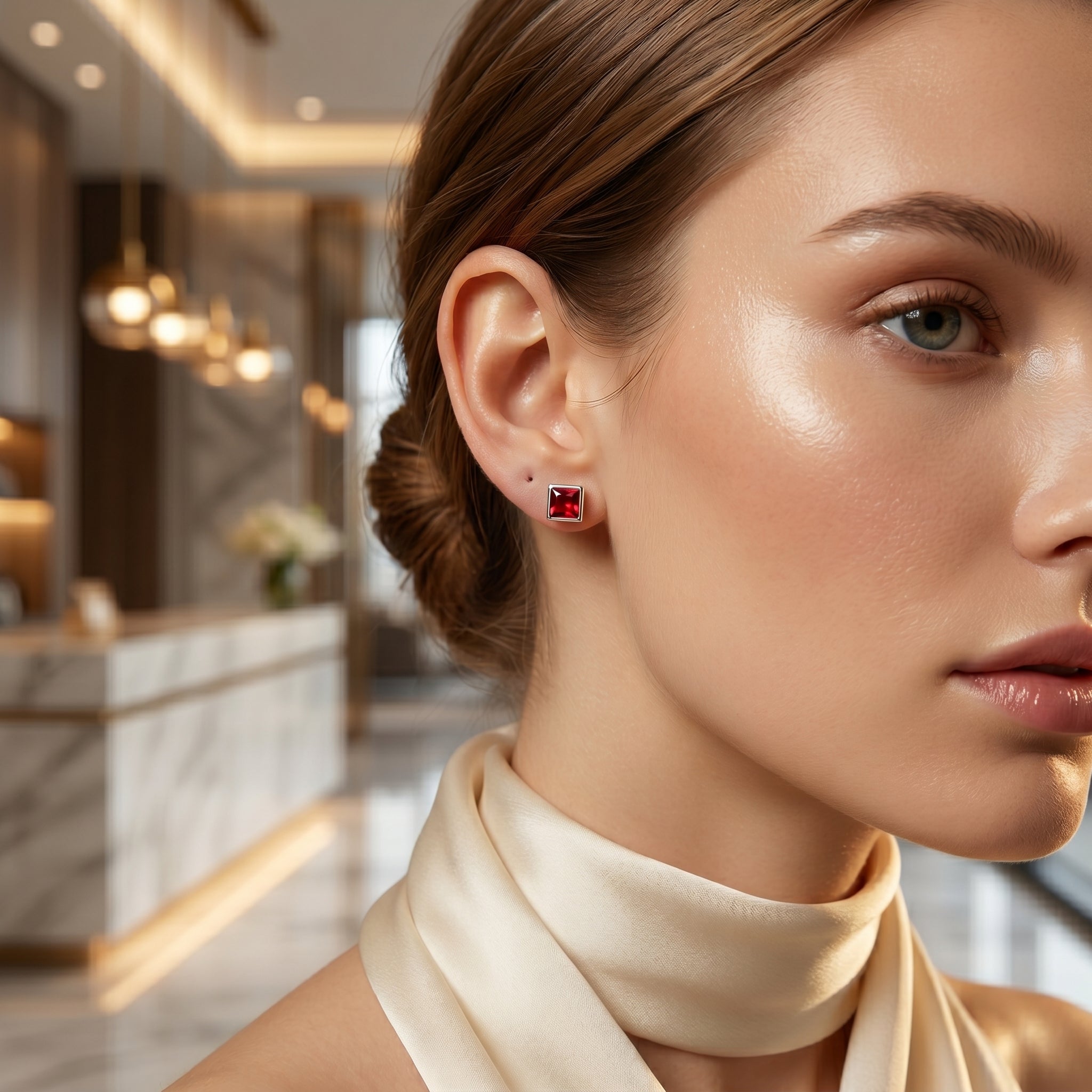 Ruby Stone Stud Earrings for Women | Elegant Statement Earrings | 925 Sterling Silver