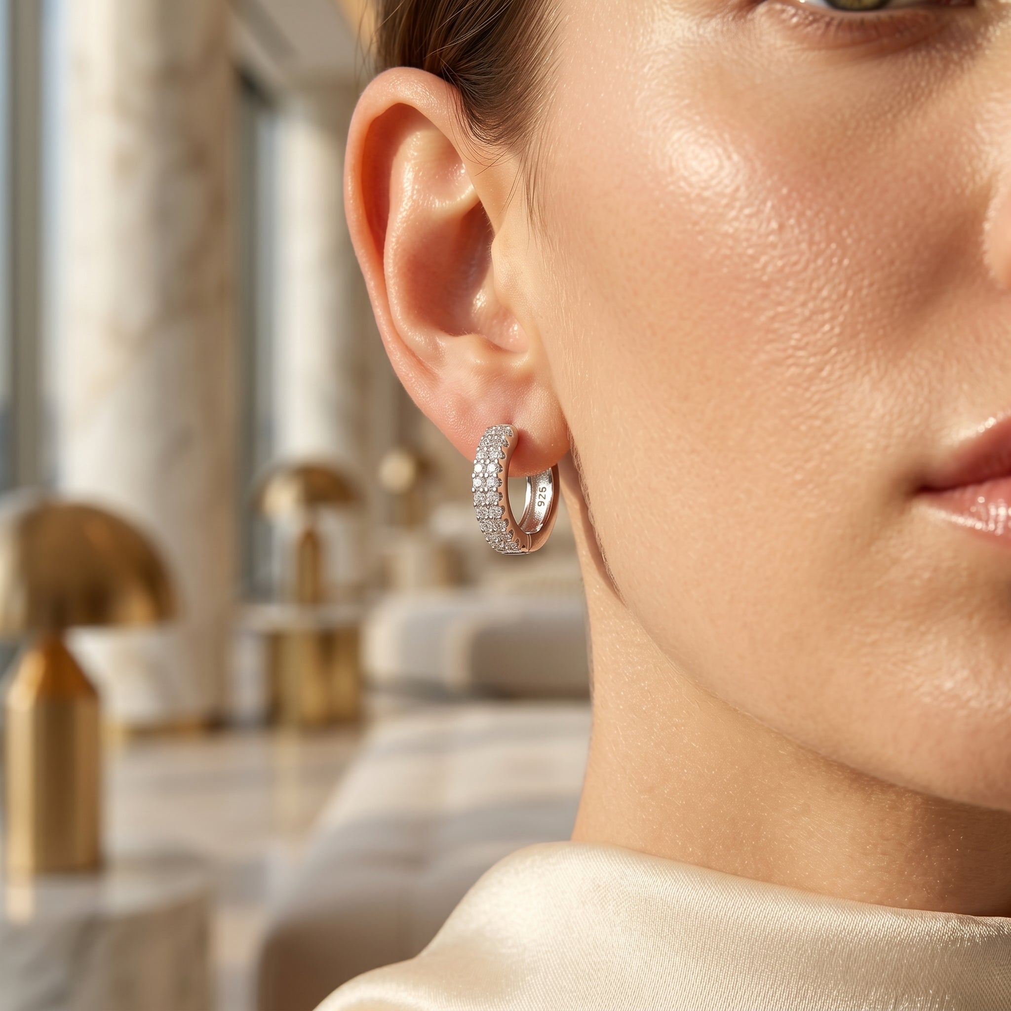 Sparkling Huggie Hoop Earrings for Women | Elegant Daily Wear Earrings | 925 Sterling Silver