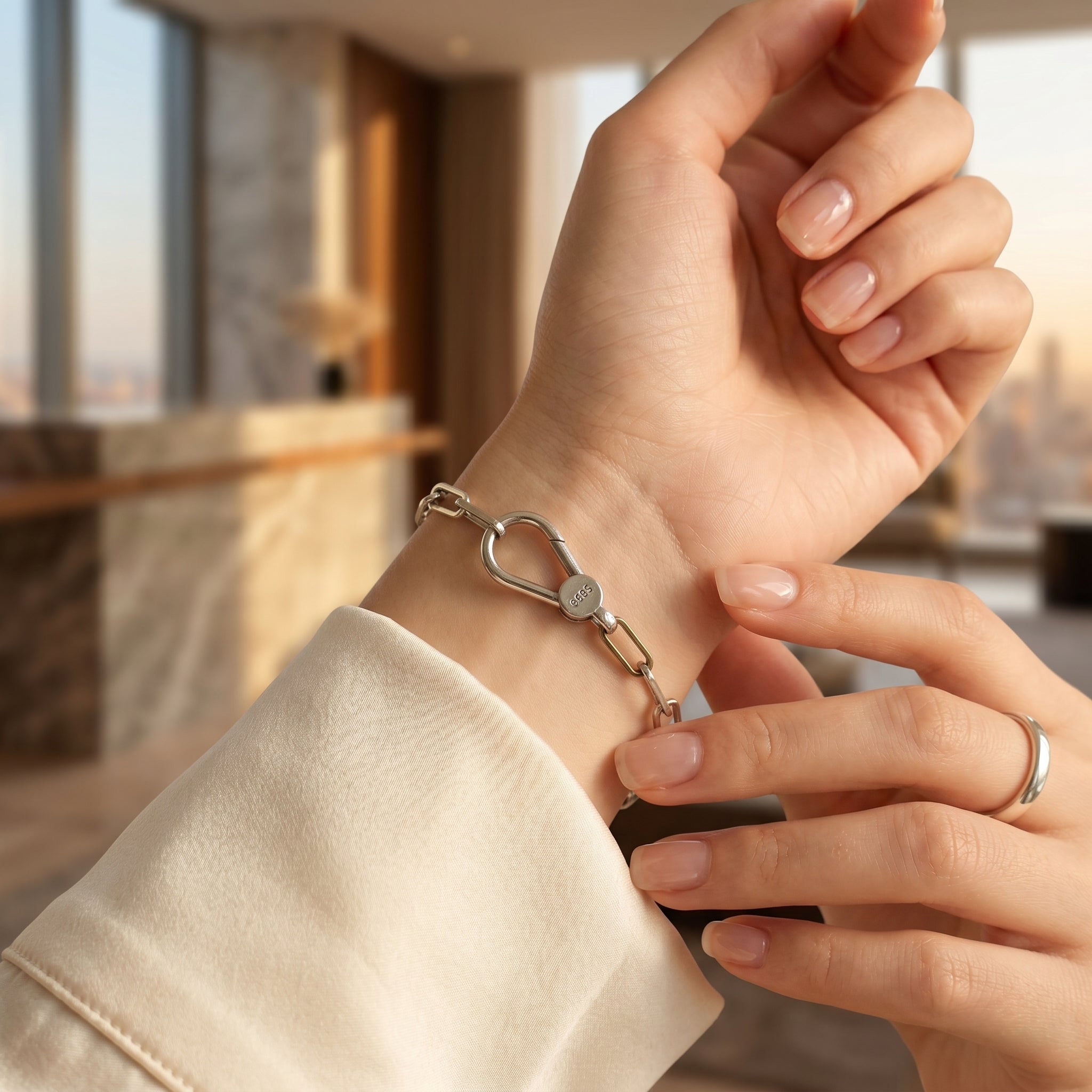 Minimal Heart Link Bracelet for Women | Elegant Daily Wear Bracelet | 925 Sterling Silver