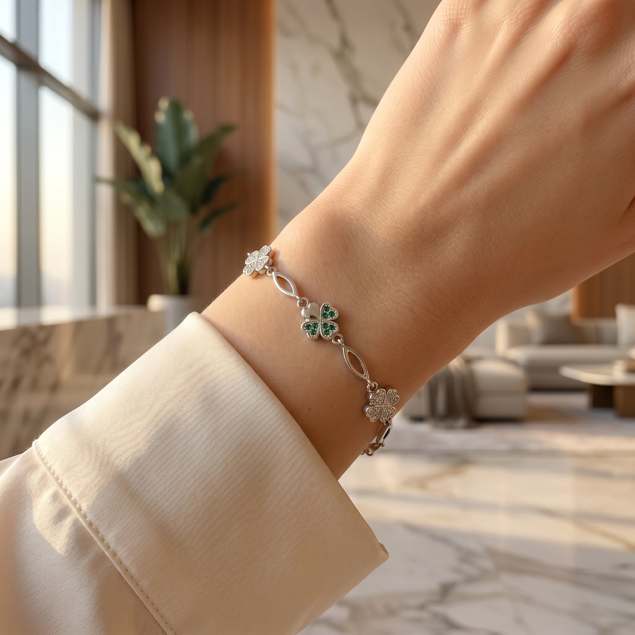 Clover Charm Bracelet for Women | Elegant Daily Wear Bracelet | 925 Sterling Silver