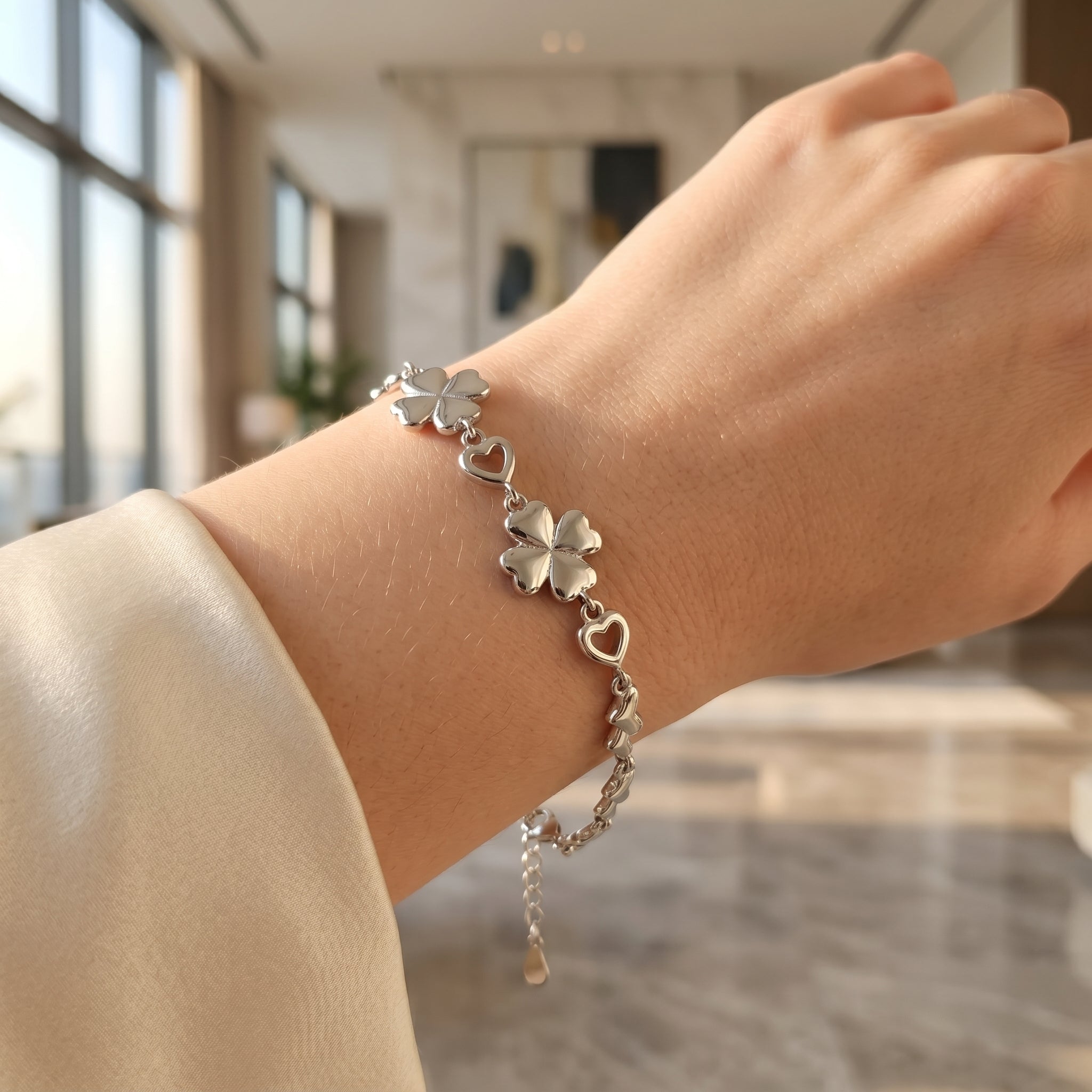 Floral Heart Charm Bracelet for Women | Elegant Daily Wear Bracelet | 925 Sterling Silver