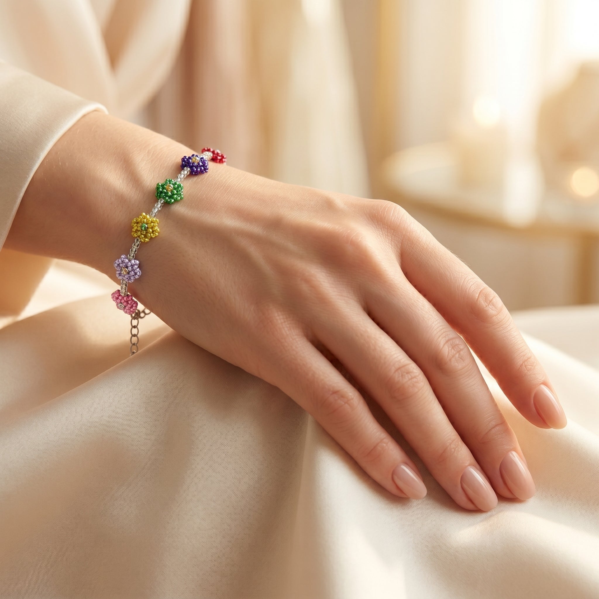 Colorful Floral Charm Bracelet for Women | Elegant Daily Wear Bracelet | 925 Sterling Silver