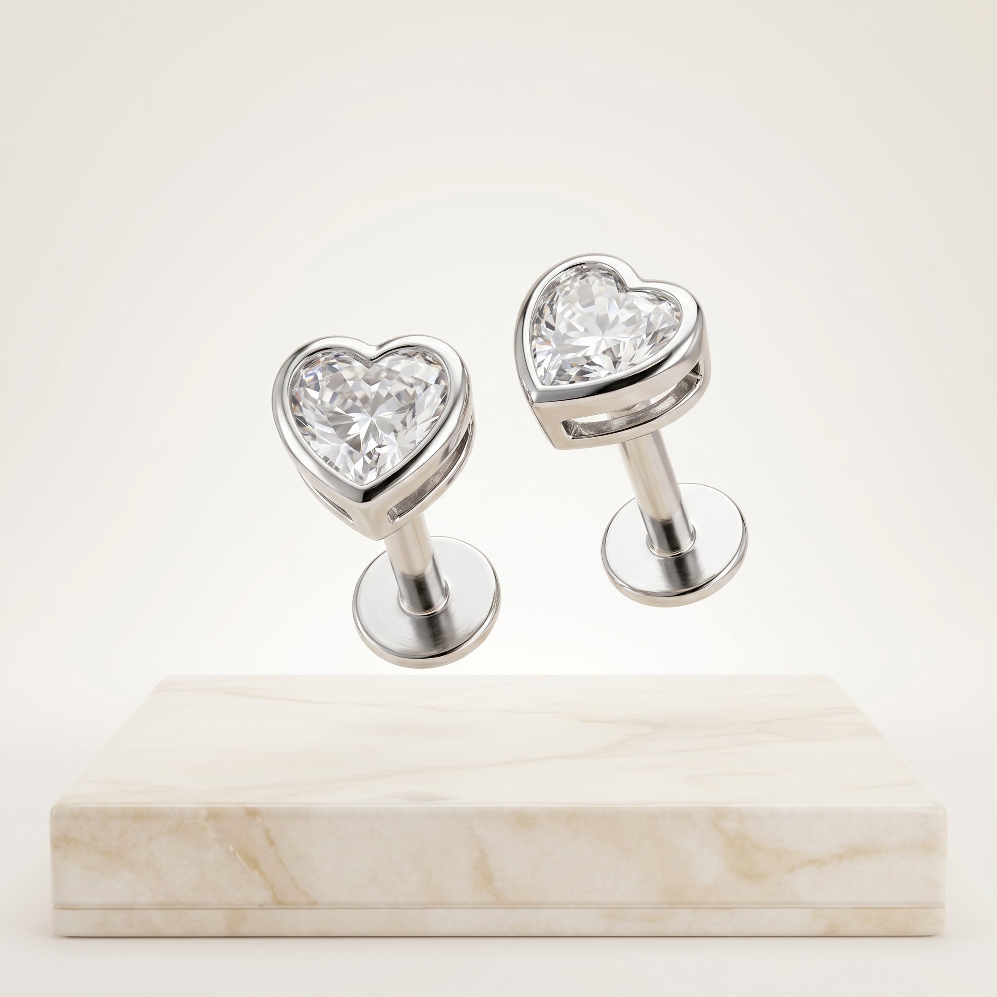 Heart Shape Stone Stud Earrings for Women | Elegant Daily Wear Earrings | 925 Sterling Silver