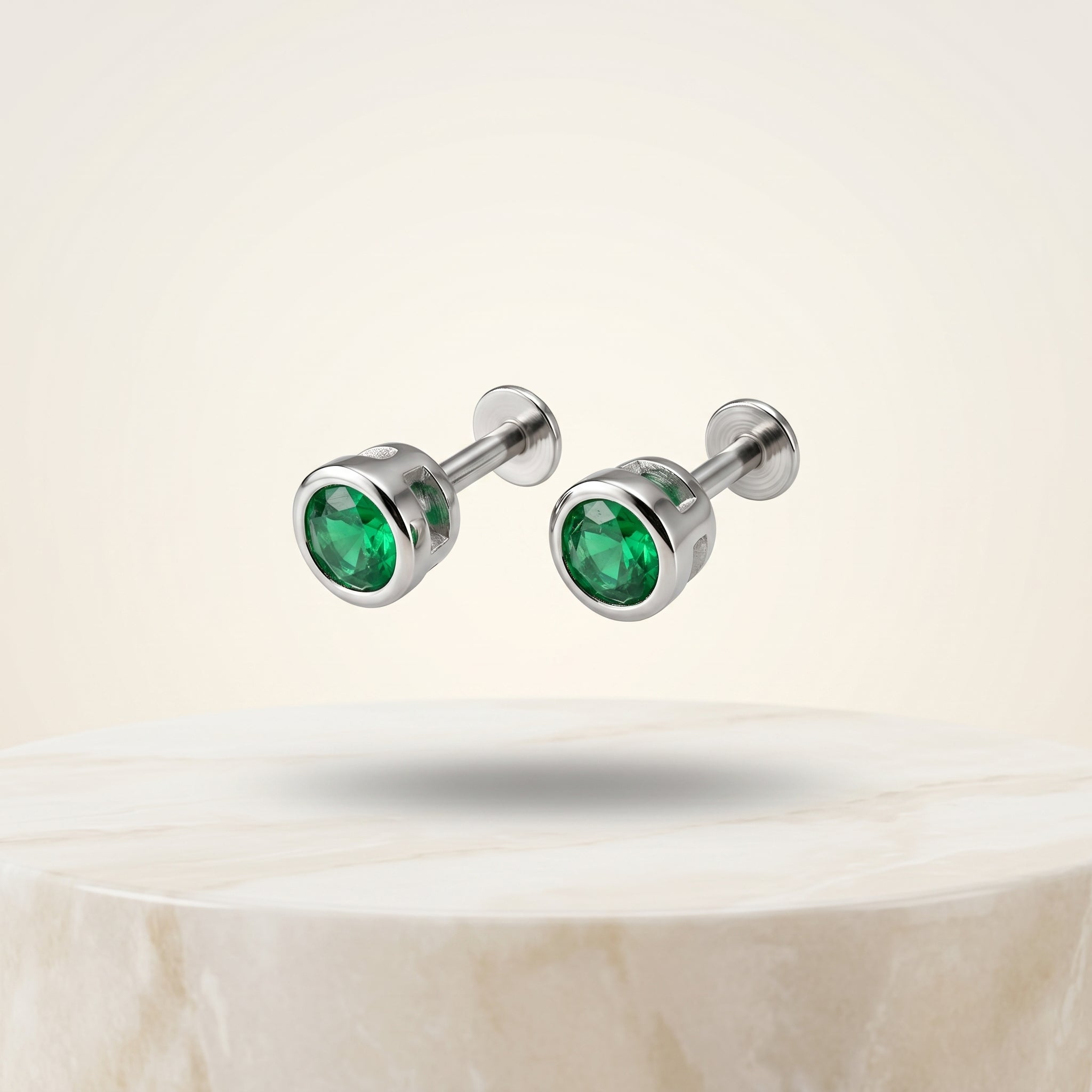 Emerald Green Stone Stud Earrings for Women | Elegant Daily Wear Earrings | 925 Sterling Silver
