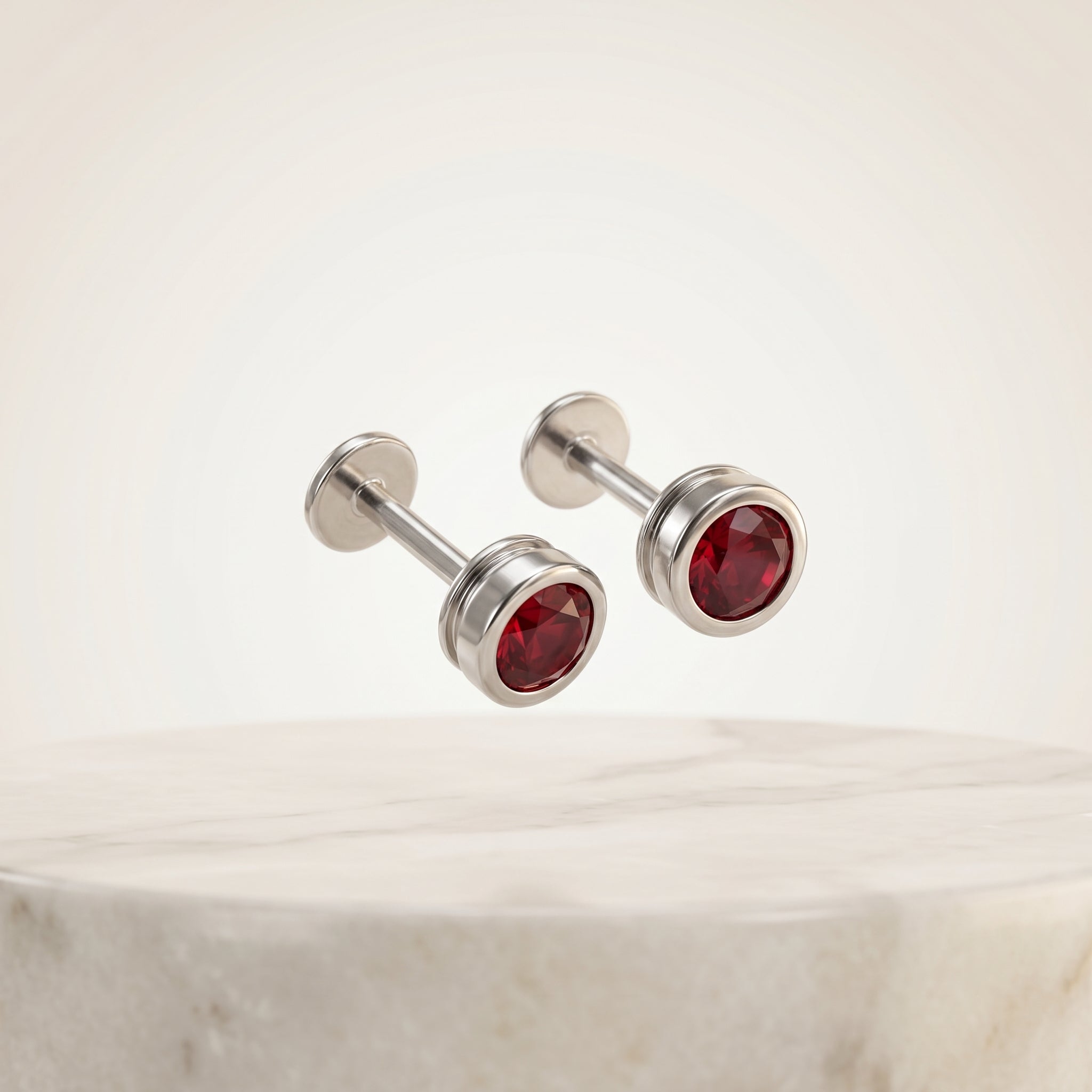 Ruby Stone Round Stud Earrings for Women | Elegant Daily Wear Earrings | 925 Sterling Silver