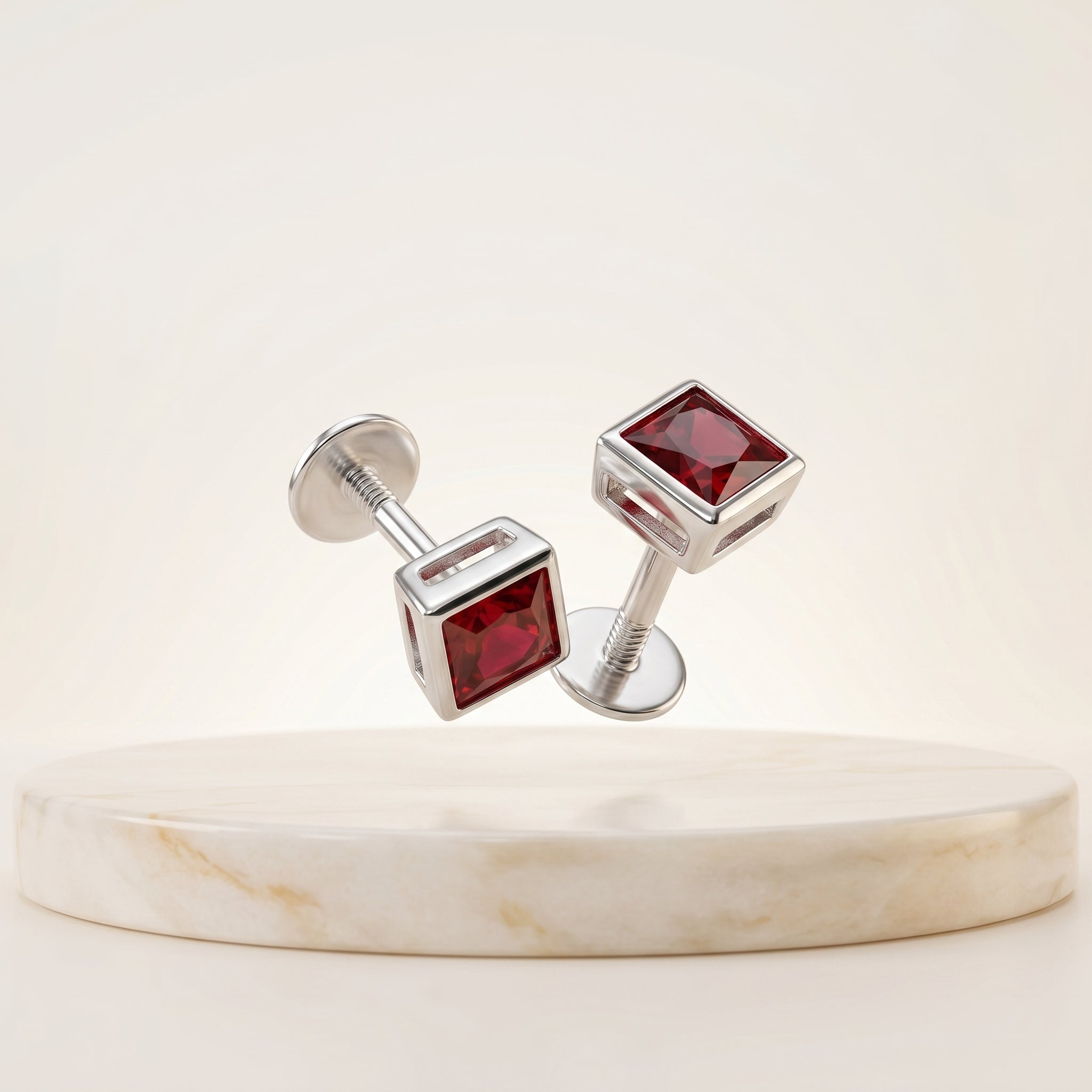 Ruby Stone Stud Earrings for Women | Elegant Statement Earrings | 925 Sterling Silver