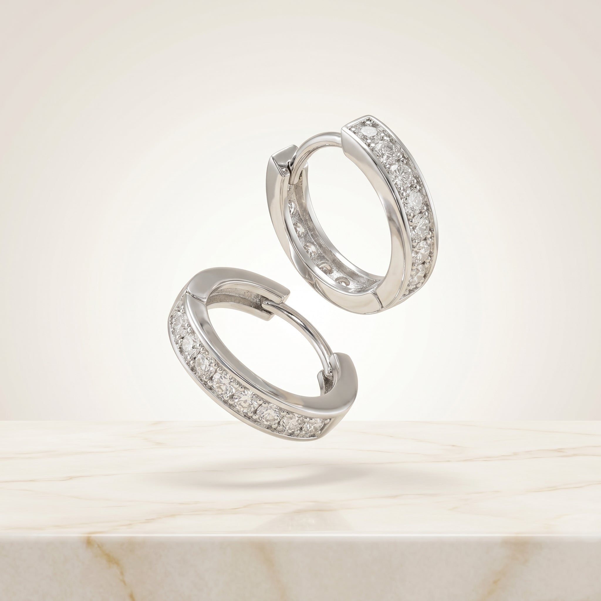 Classic Diamond Hoop Earrings for Women | Premium Daily Wear Earrings | 925 Sterling Silver