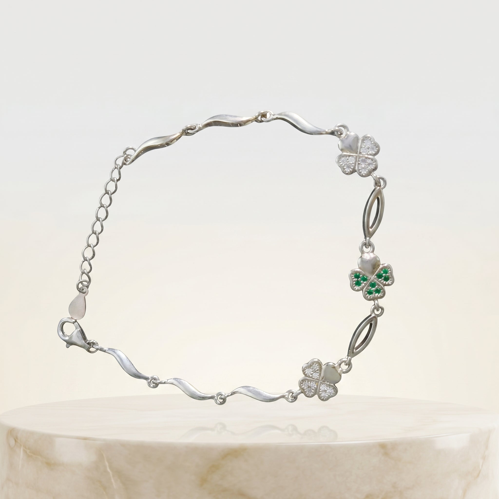 Clover Charm Bracelet for Women | Elegant Daily Wear Bracelet | 925 Sterling Silver