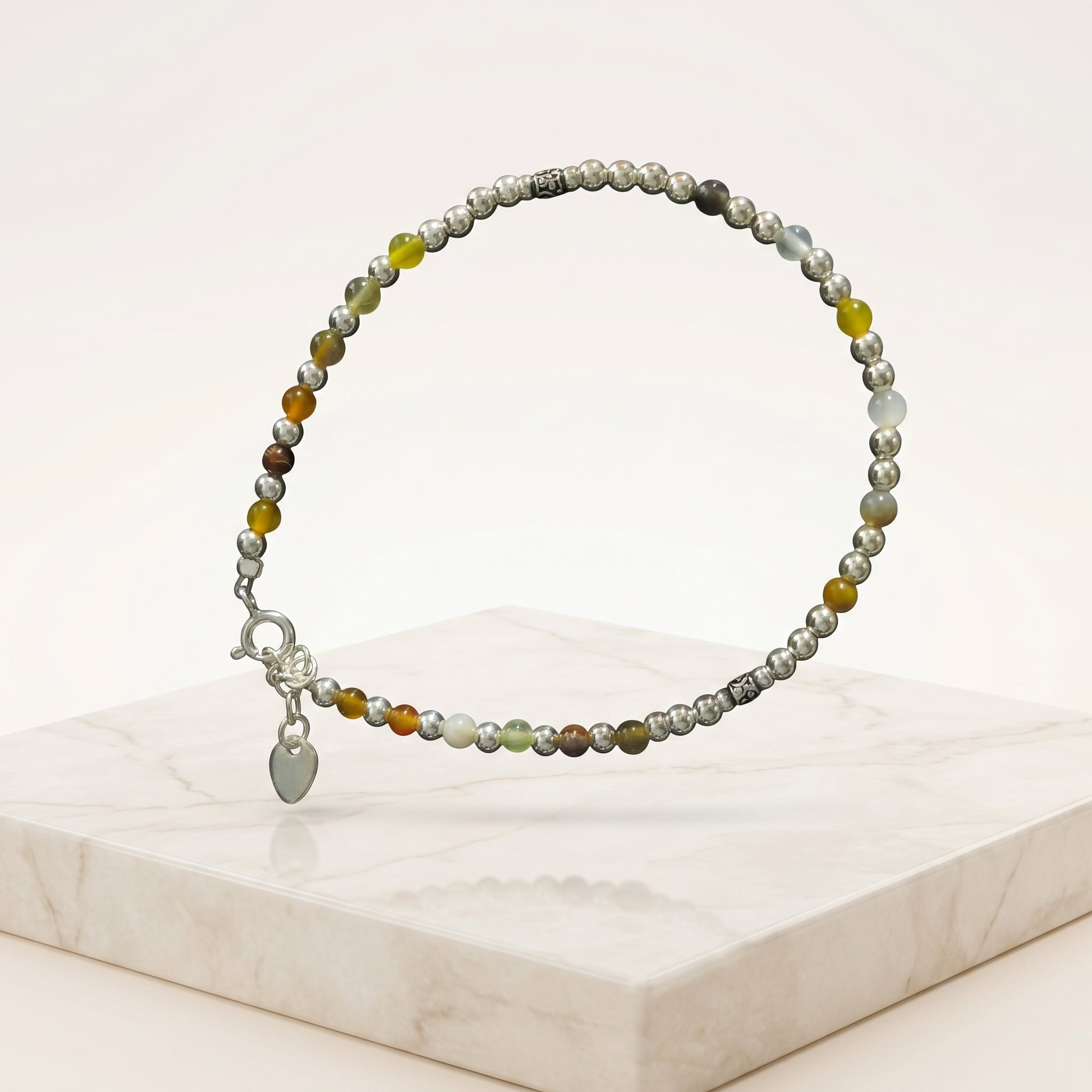 Multi Stone Bead Bracelet for Women | Elegant Daily Wear Bracelet | 925 Sterling Silver