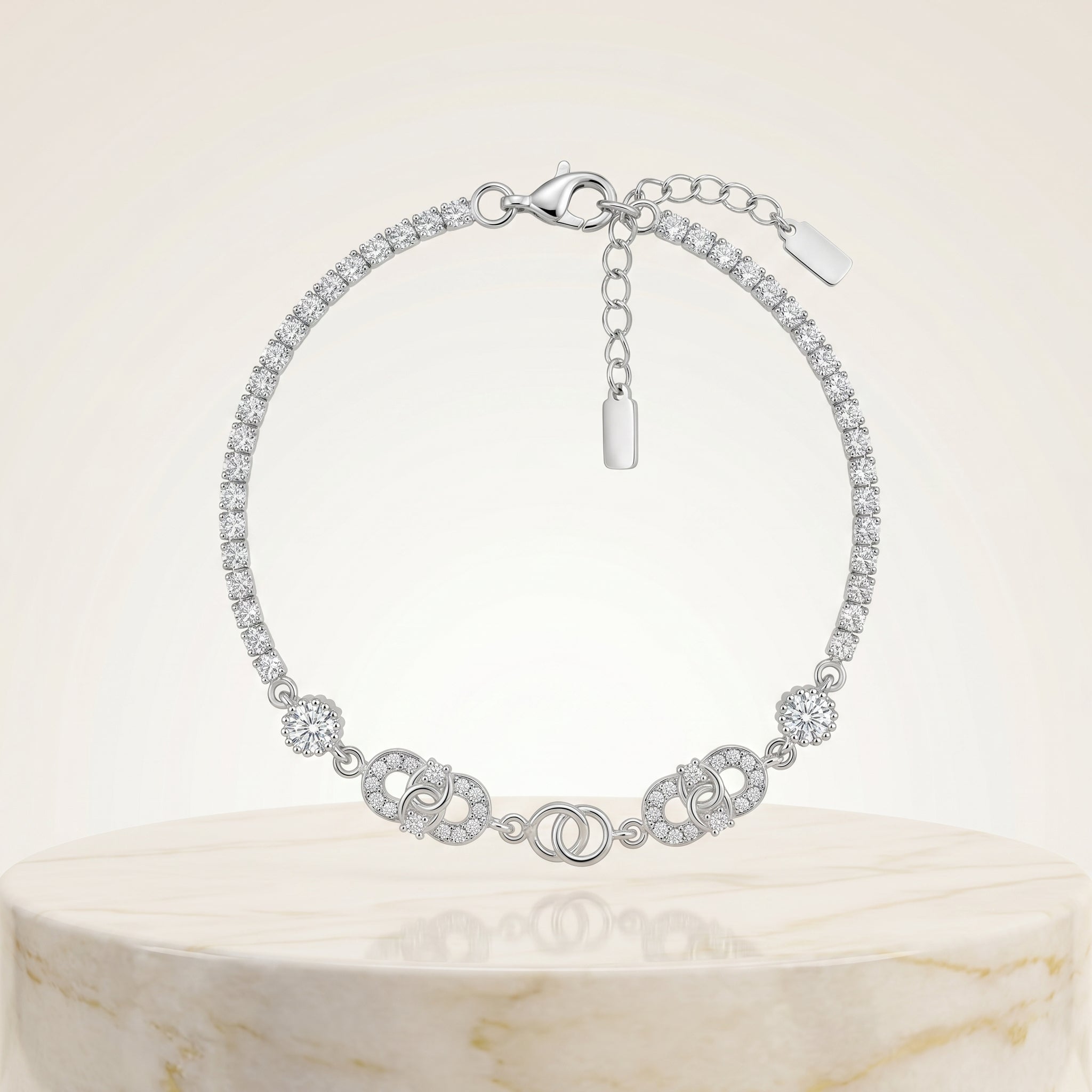 Elegant Stone Floral Link Bracelet for Women | Stylish Daily Wear Bracelet | 925 Sterling Silver