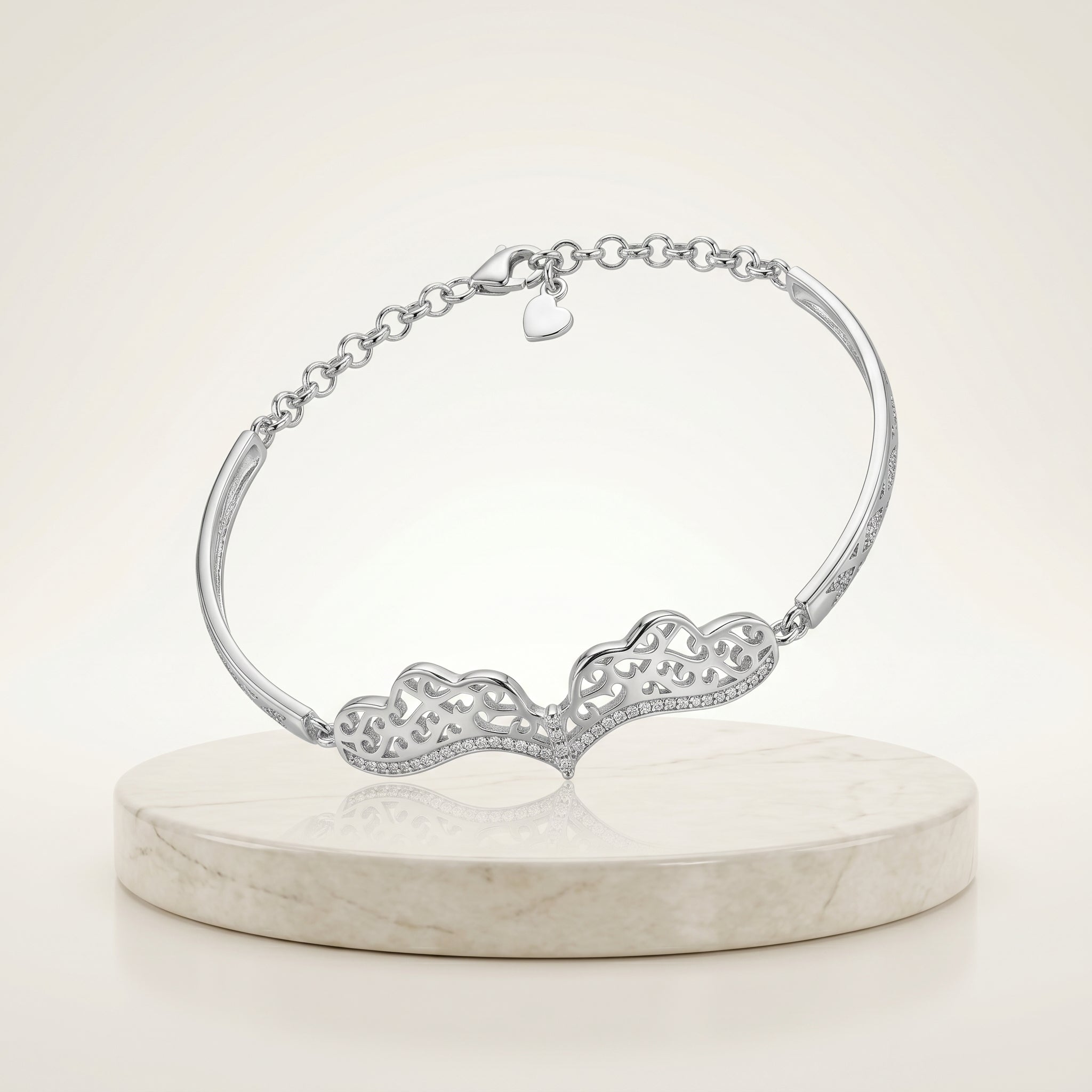 Elegant Filigree Heart Bracelet for Women | Stylish Daily Wear Bracelet | 925 Sterling Silver