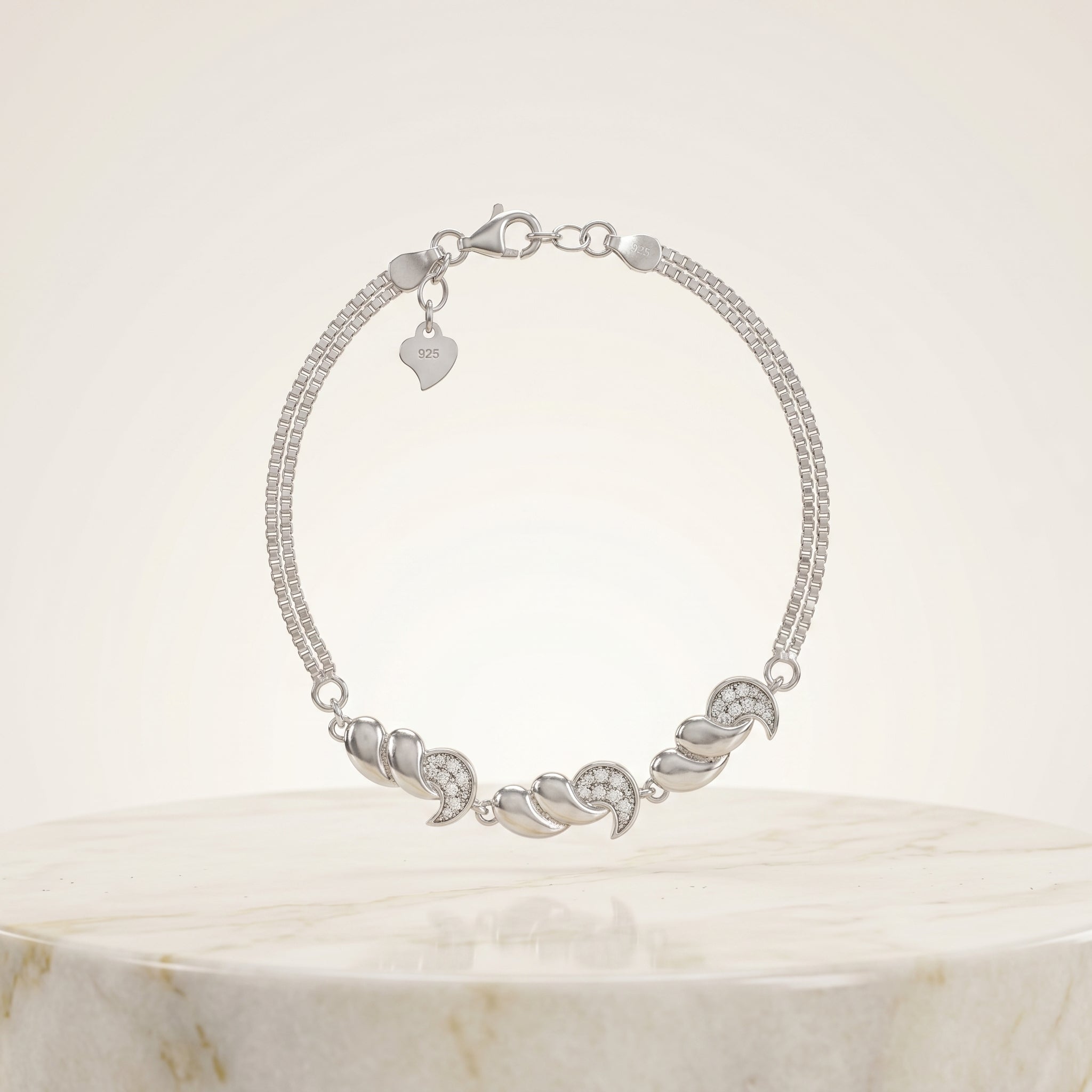 Elegant Heart Link Bracelet for Women | Stylish Daily Wear Bracelet | 925 Sterling Silver