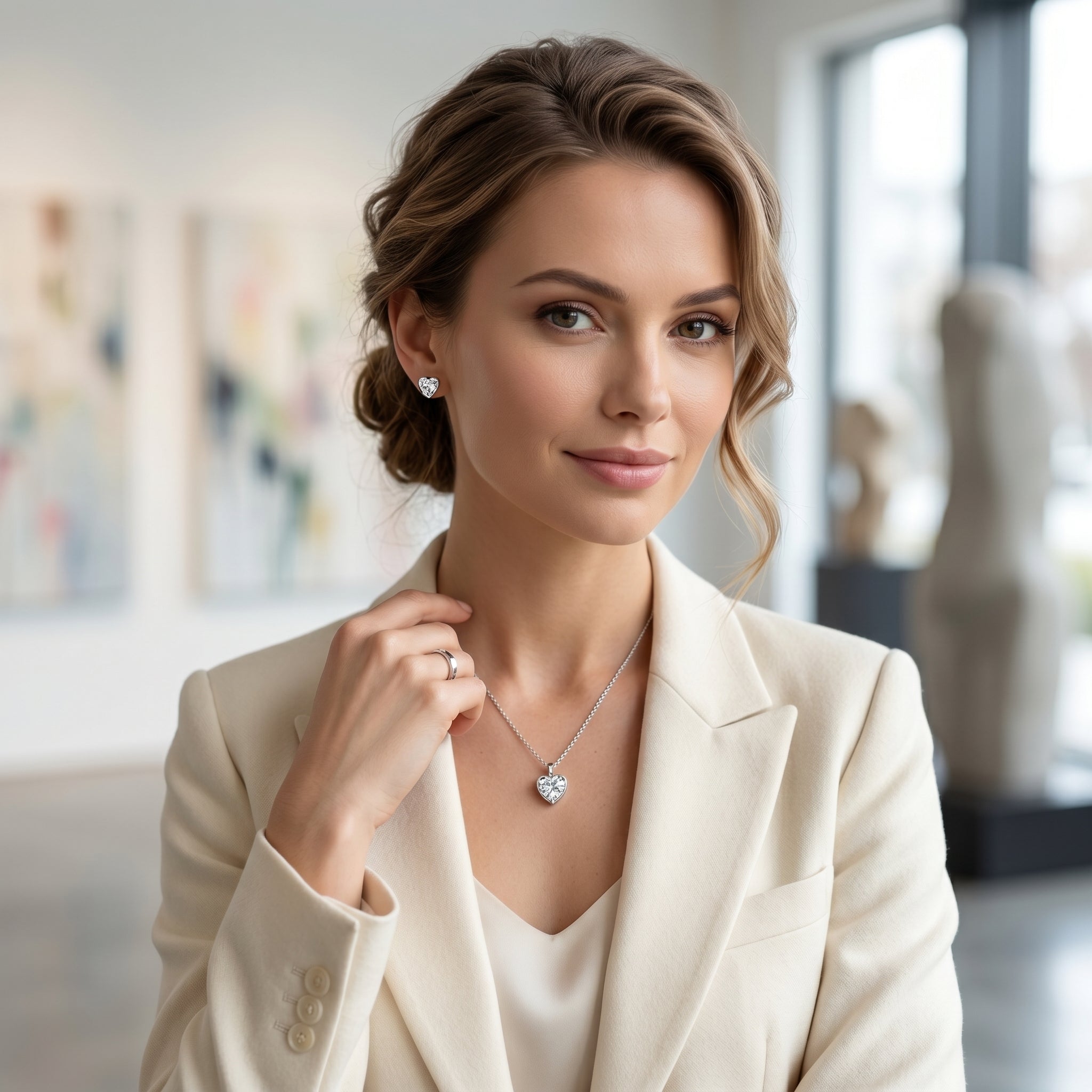 Heart Shape Stone Stud Earrings for Women | Elegant Daily Wear Earrings | 925 Sterling Silver