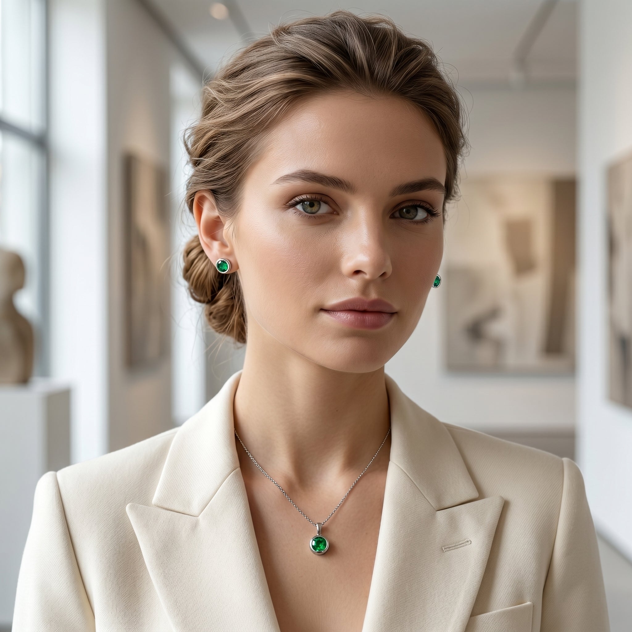 Emerald Green Stone Stud Earrings for Women | Elegant Daily Wear Earrings | 925 Sterling Silver