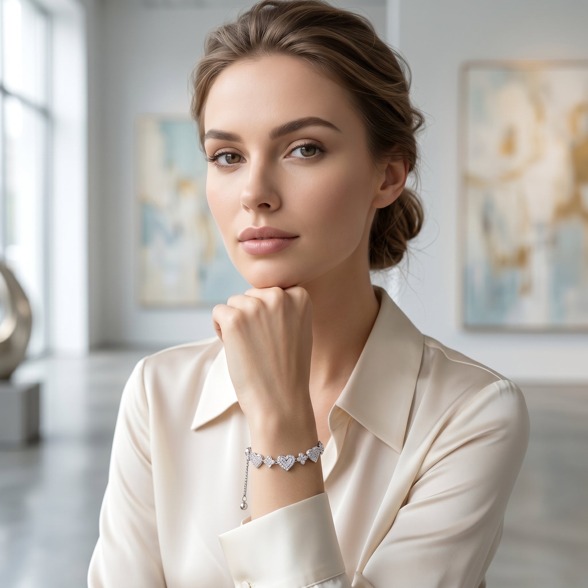 Heart Charm Adjustable Bracelet for Women | Elegant Daily Wear Bracelet | 925 Sterling Silver