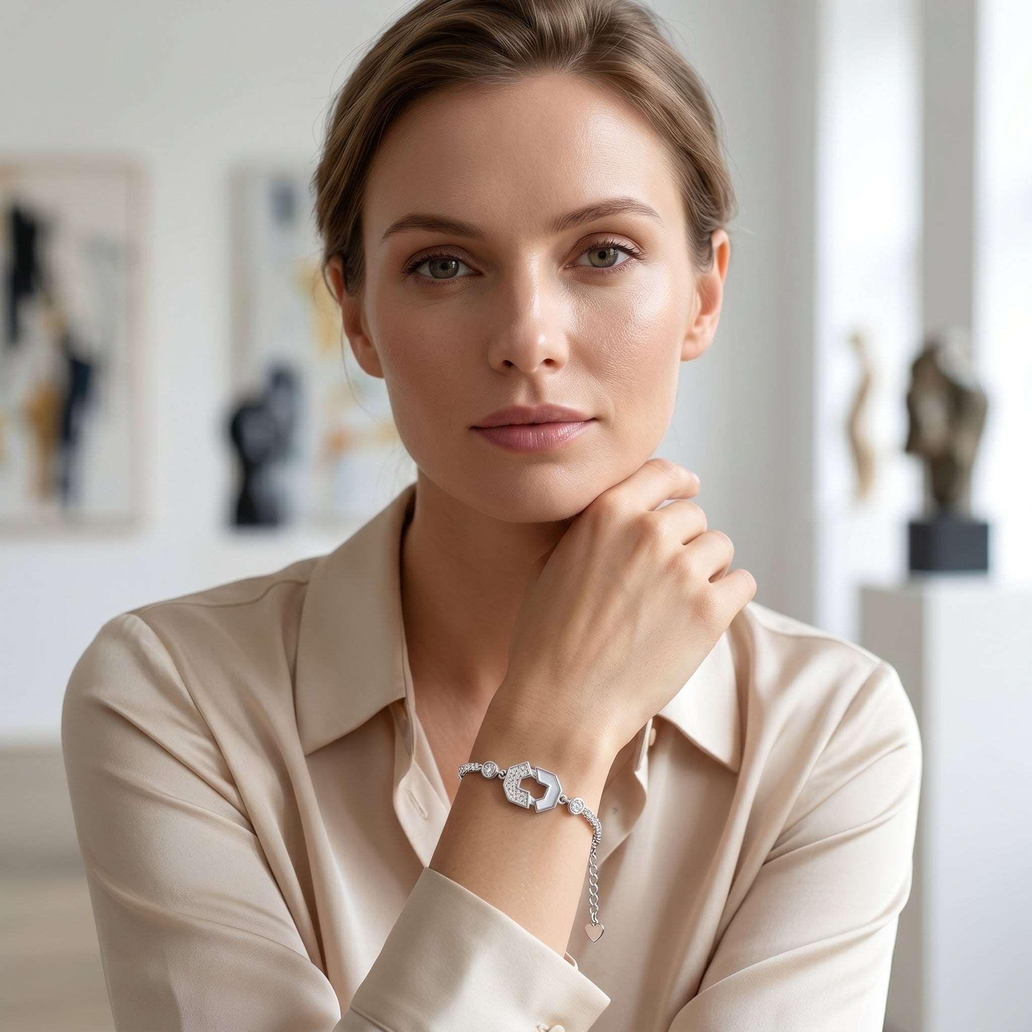 Geometric Charm Bracelet for Women | Elegant Daily Wear Bracelet | 925 Sterling Silver