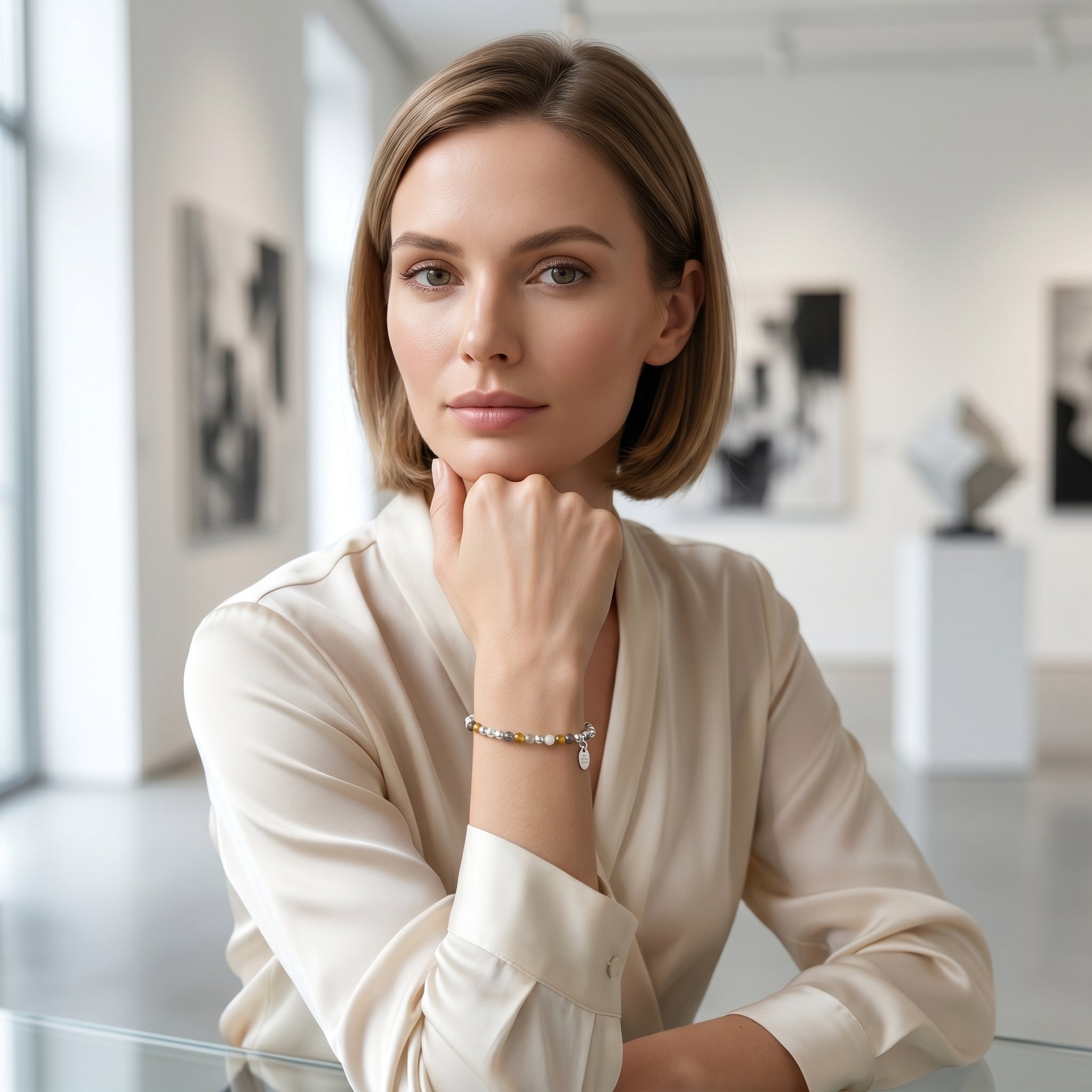 Multi Stone Bead Bracelet for Women | Elegant Daily Wear Bracelet | 925 Sterling Silver