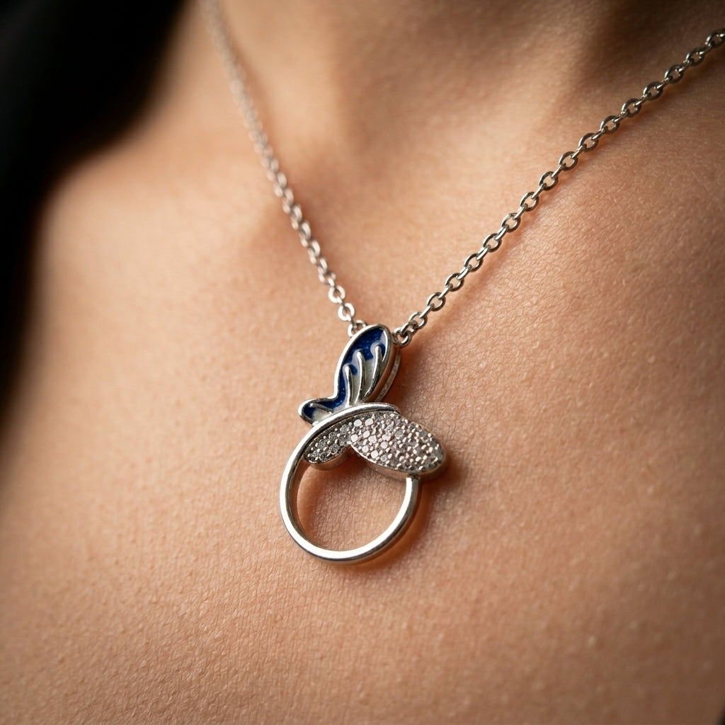 925 Sterling Silver Circle Pendant Necklace | Elegant CZ Chain Pendant for Women