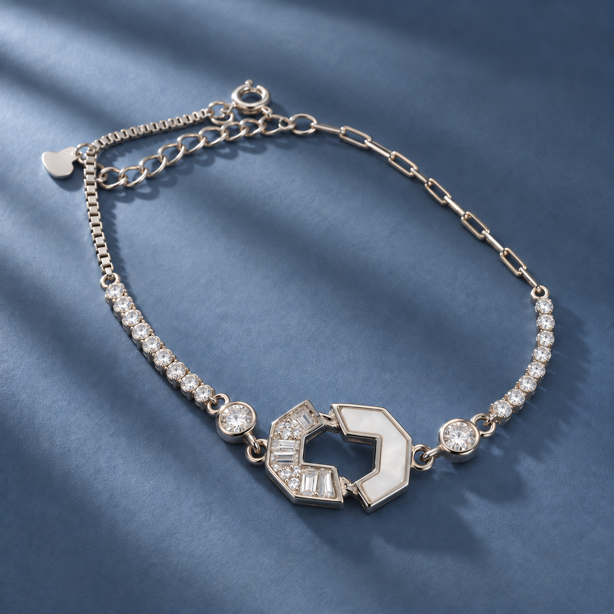 Geometric Charm Bracelet for Women | Elegant Daily Wear Bracelet | 925 Sterling Silver