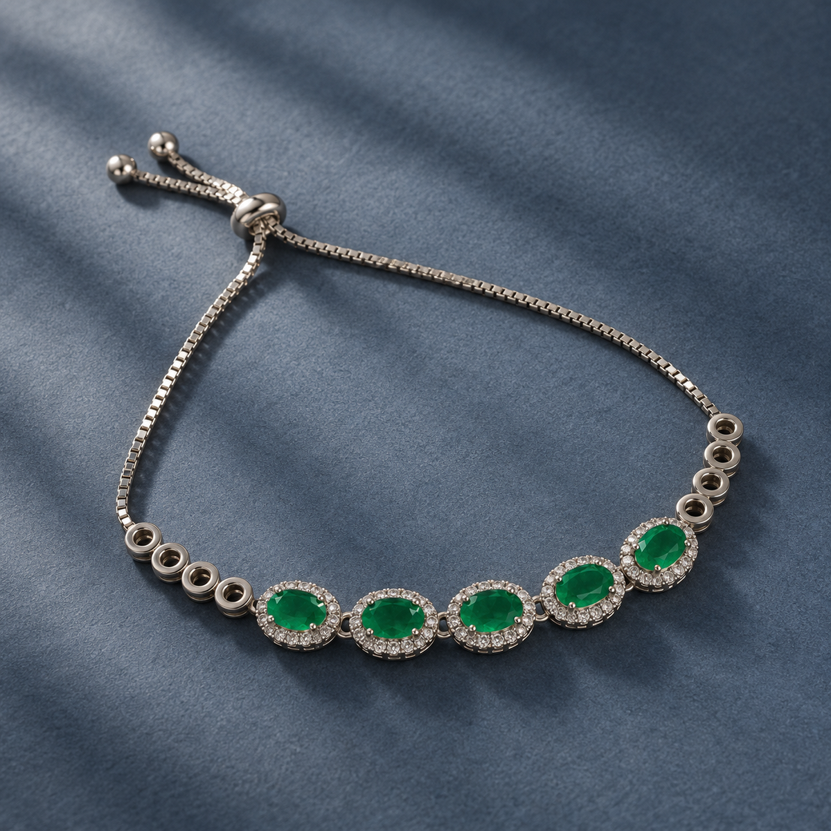 Green Stone Adjustable Bracelet for Women | Elegant Daily Wear Bracelet | 925 Sterling Silver