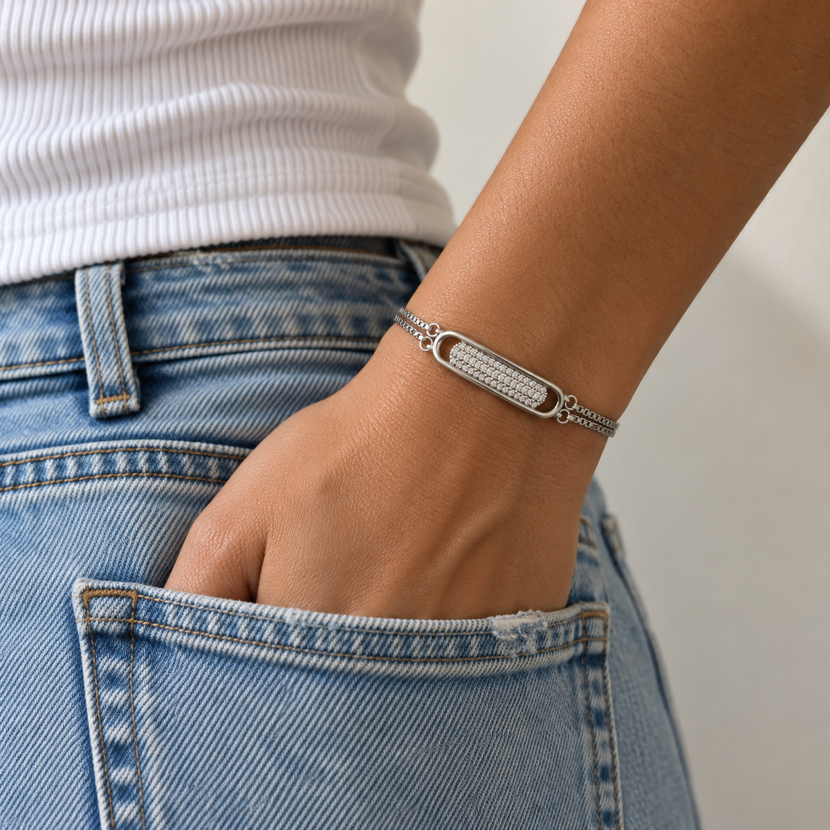 Elegant Stone Bar Bracelet for Women | Stylish Daily Wear Bracelet | 925 Sterling Silver