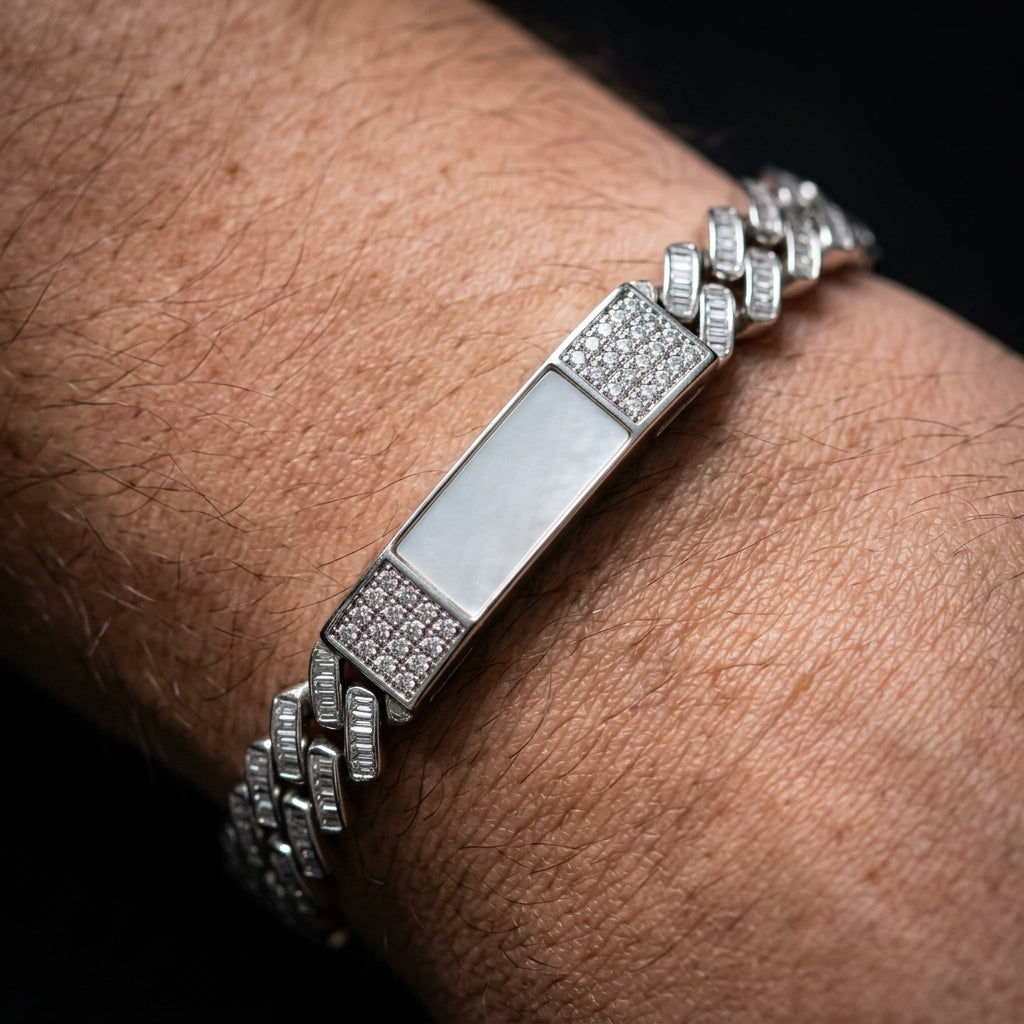 Iced Cuban ID Bracelet for Men | Luxury Statement Bracelet | 925 Sterling Silver
