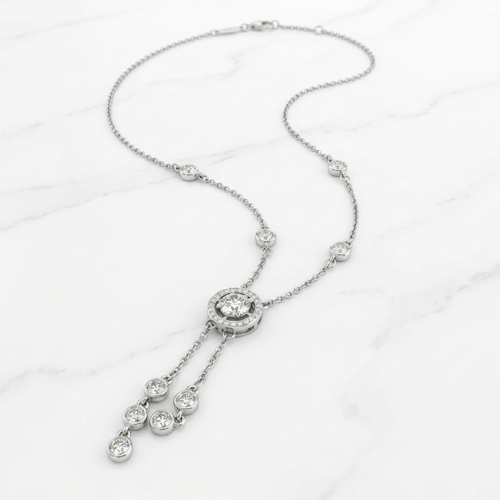 925 Sterling Silver Circle Pendant Necklace | Elegant CZ Chain Pendant for Women
