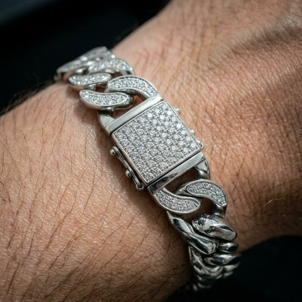 Iced Cuban Designer Bracelet for Men | Luxury Statement Bracelet | 925 Sterling Silver