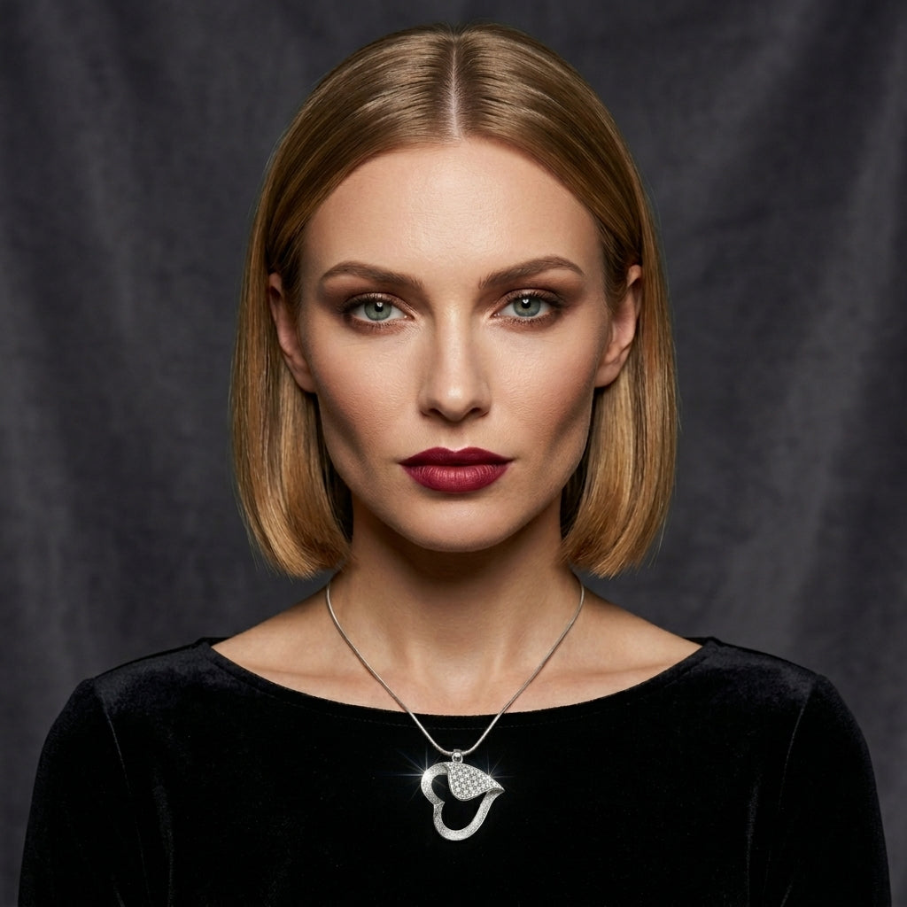 925 Sterling Silver Sparkling Heart Pendant Necklace | Elegant Silver Chain for Women