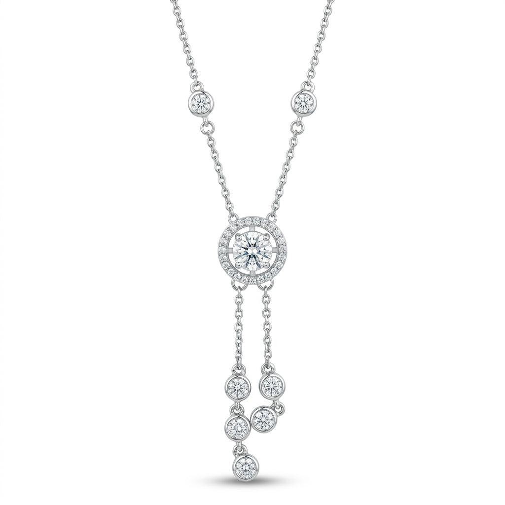 925 Sterling Silver Circle Pendant Necklace | Elegant CZ Chain Pendant for Women