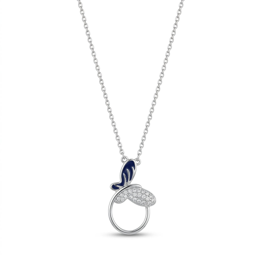 925 Sterling Silver Circle Pendant Necklace | Elegant CZ Chain Pendant for Women