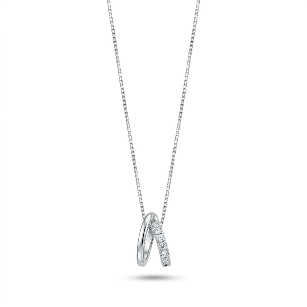 925 Sterling Silver Wishbone Pendant Necklace | Elegant CZ Chain Pendant for Women