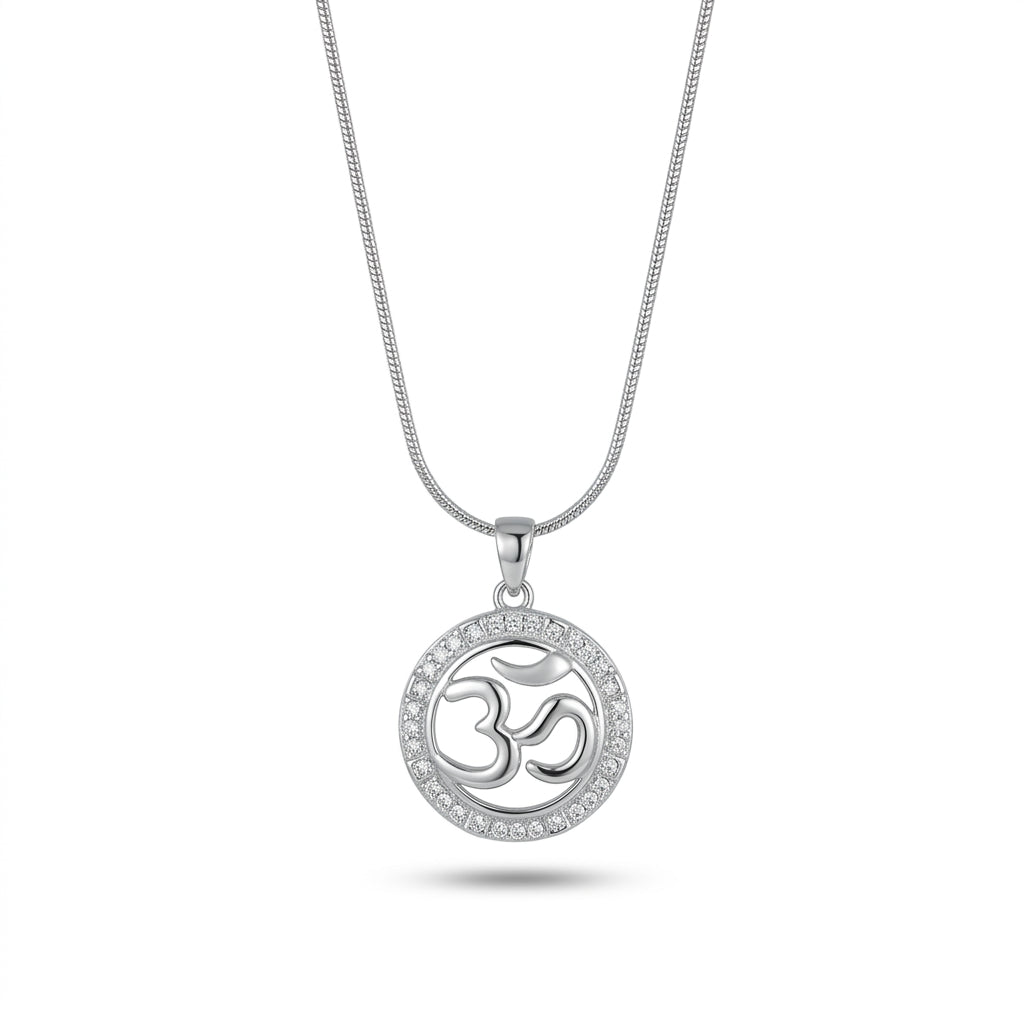 925 Sterling Silver Om Pendant Necklace | Spiritual Aum Chain Pendant for Men & Women