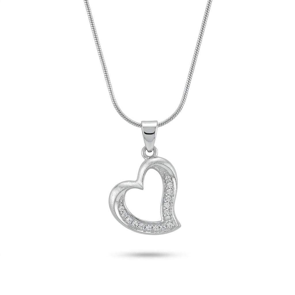 925 Sterling Silver Sparkling Heart Pendant Necklace | Elegant Silver Chain for Women