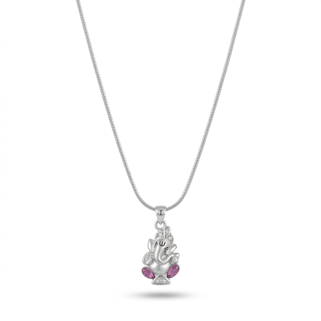 925 Sterling Silver Lord Ganesha Pendant Necklace | Spiritual Silver Chain for Men & Women