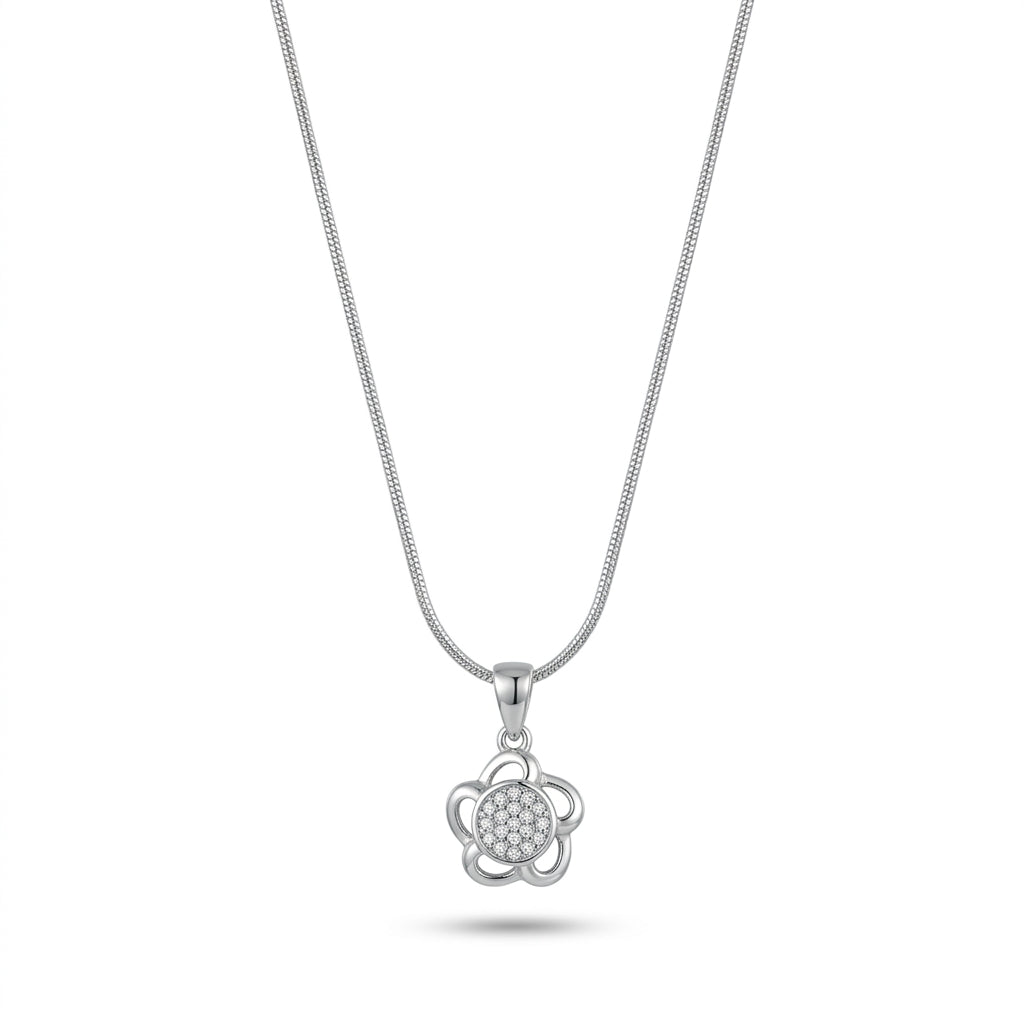 925 Sterling Silver Floral Pendant Necklace | Elegant Flower Chain Pendant for Women