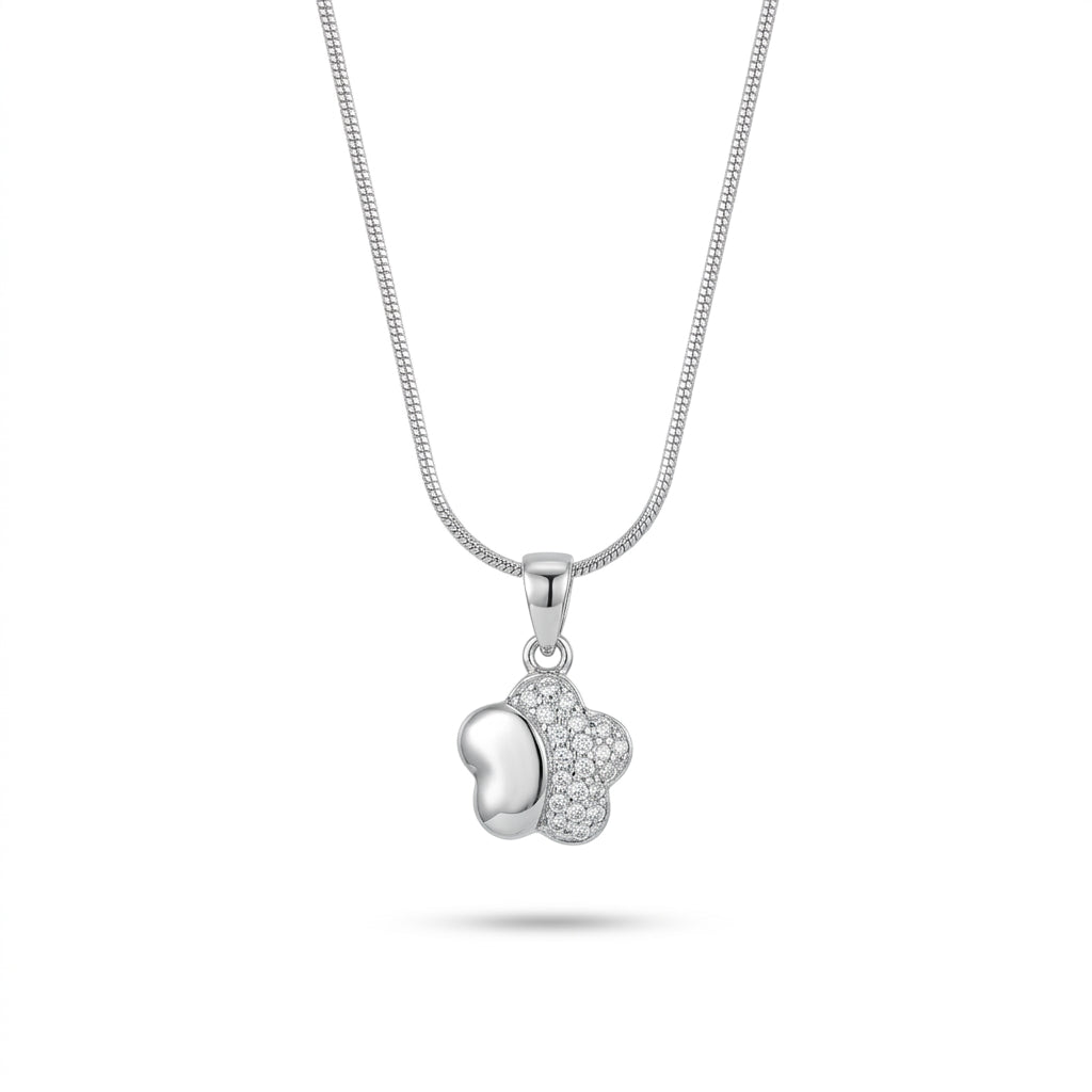 925 Sterling Silver Floral Clover Pendant Necklace | Elegant Silver Chain for Women