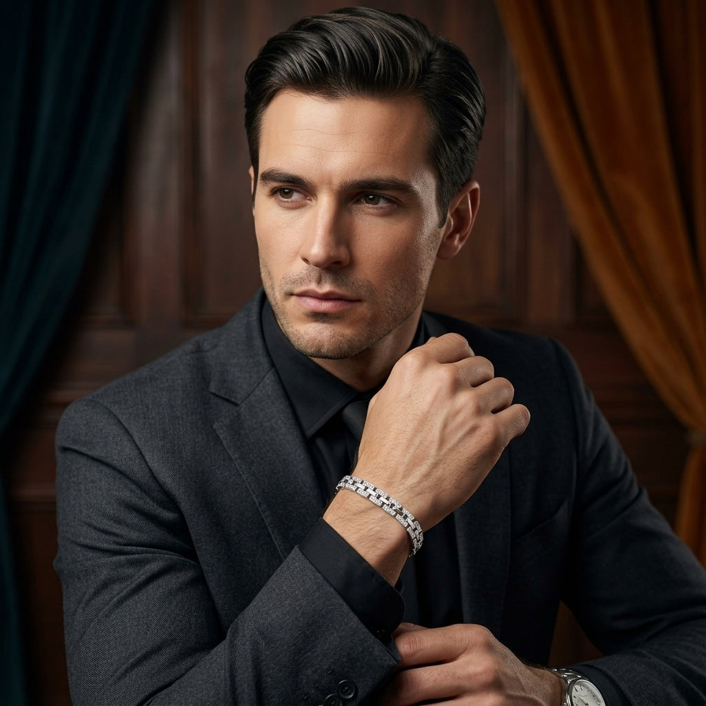 Diamond Link Bracelet for Men | Luxury Statement Bracelet | 925 Sterling Silver