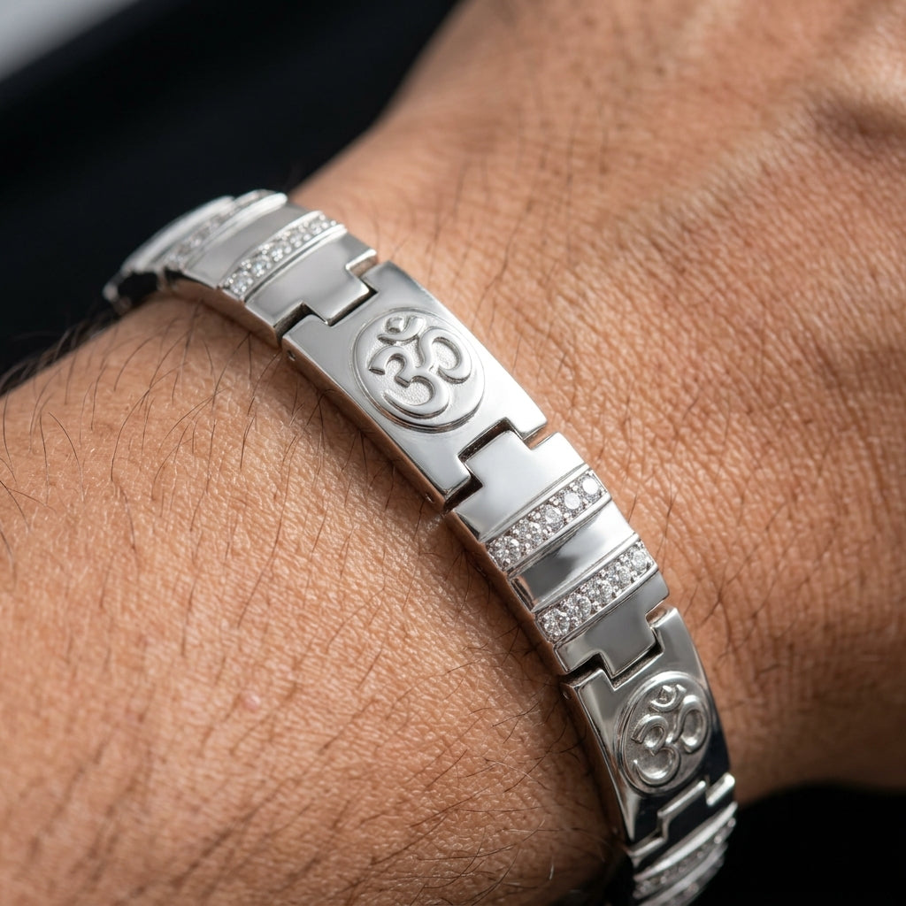 Designer Engraved Link Bracelet for Men | Premium Statement Bracelet | 925 Sterling Silver