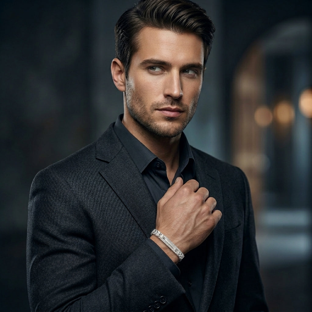 Classic Pattern Link Bracelet for Men | Elegant Daily Wear Bracelet | 925 Sterling Silver