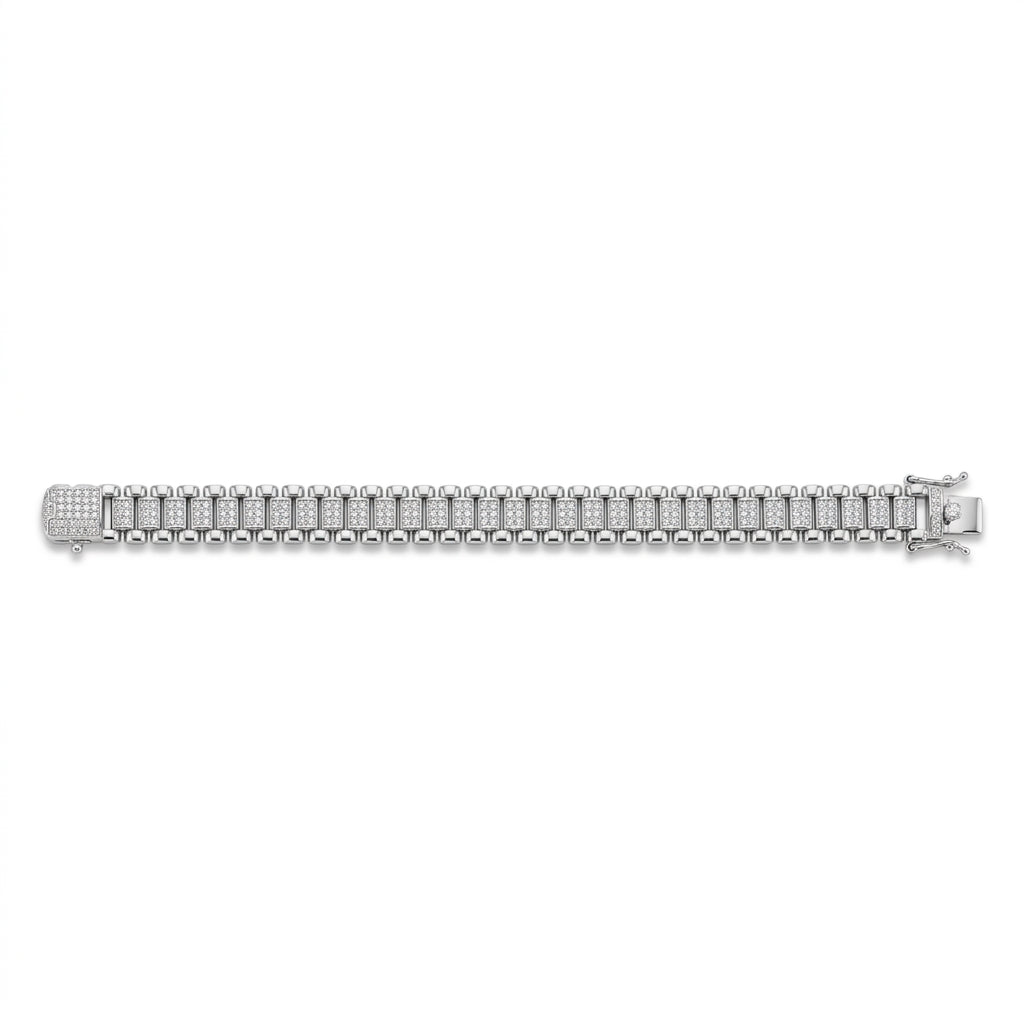 Iced Diamond Link Bracelet for Men | Luxury Statement Bracelet | 925 Sterling Silver