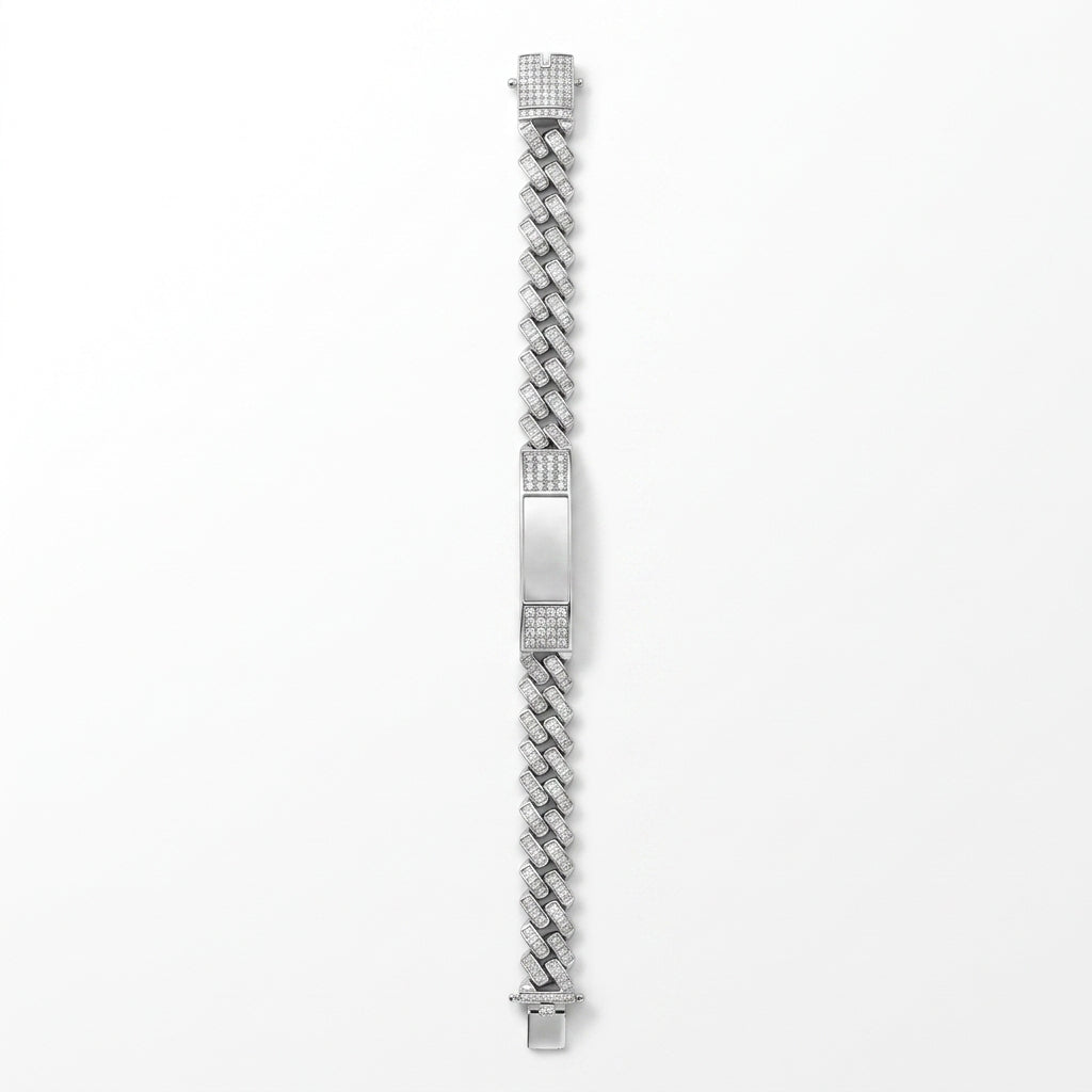 Iced Cuban ID Bracelet for Men | Luxury Statement Bracelet | 925 Sterling Silver