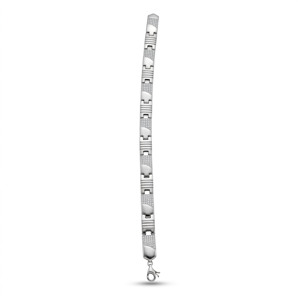 Modern Textured Link Bracelet for Men | Elegant Daily Wear Bracelet | 925 Sterling Silver