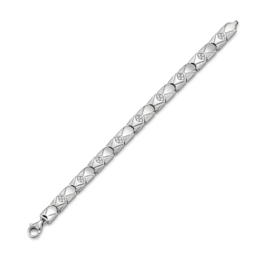 Textured Link Bracelet for Men | Elegant Minimal Bracelet | 925 Sterling Silver