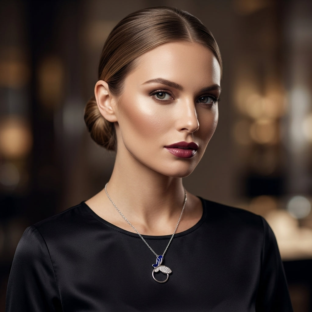925 Sterling Silver Circle Pendant Necklace | Elegant CZ Chain Pendant for Women