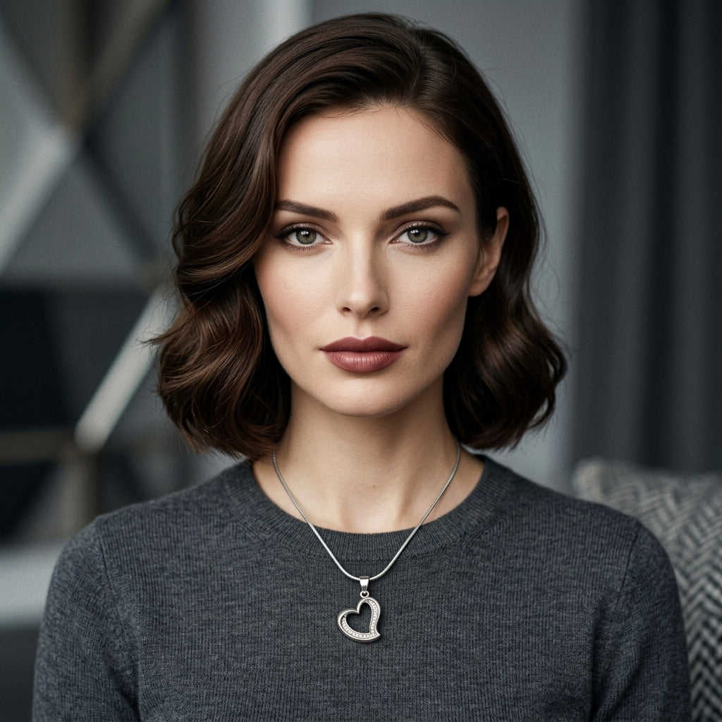 925 Sterling Silver Open Heart Pendant Necklace | Elegant Love Chain Pendant for Women