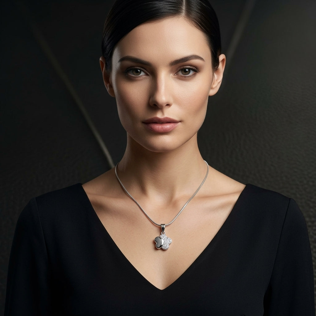 925 Sterling Silver Floral Clover Pendant Necklace | Elegant Silver Chain for Women