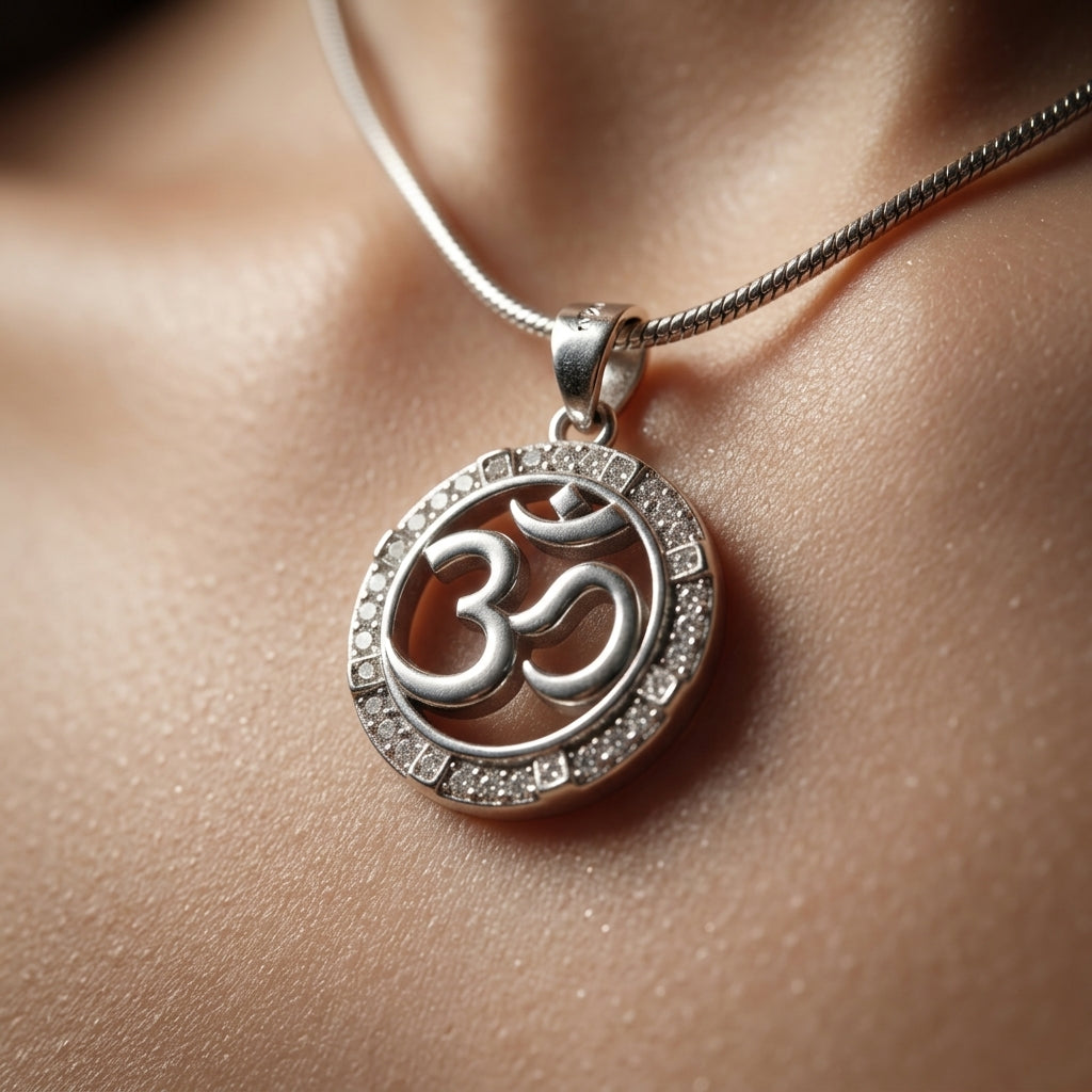 925 Sterling Silver Om Pendant Necklace | Spiritual Aum Chain Pendant for Men & Women